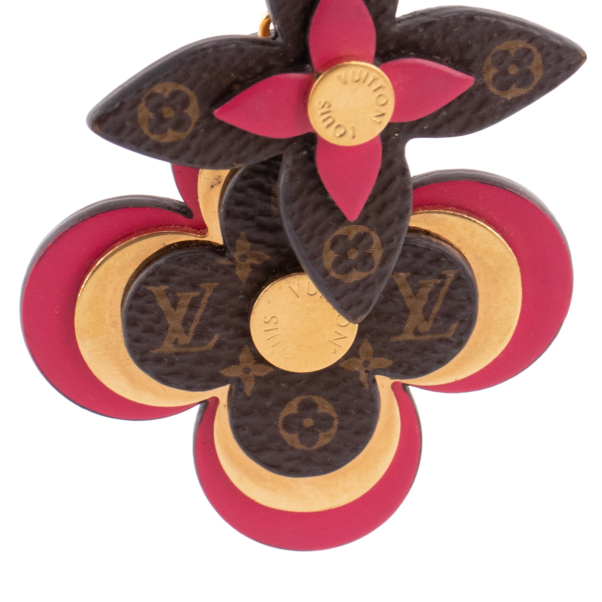 LOUIS VUITTON - Porte-clés Blooming Flowers Louis Vuitton en métal doré
