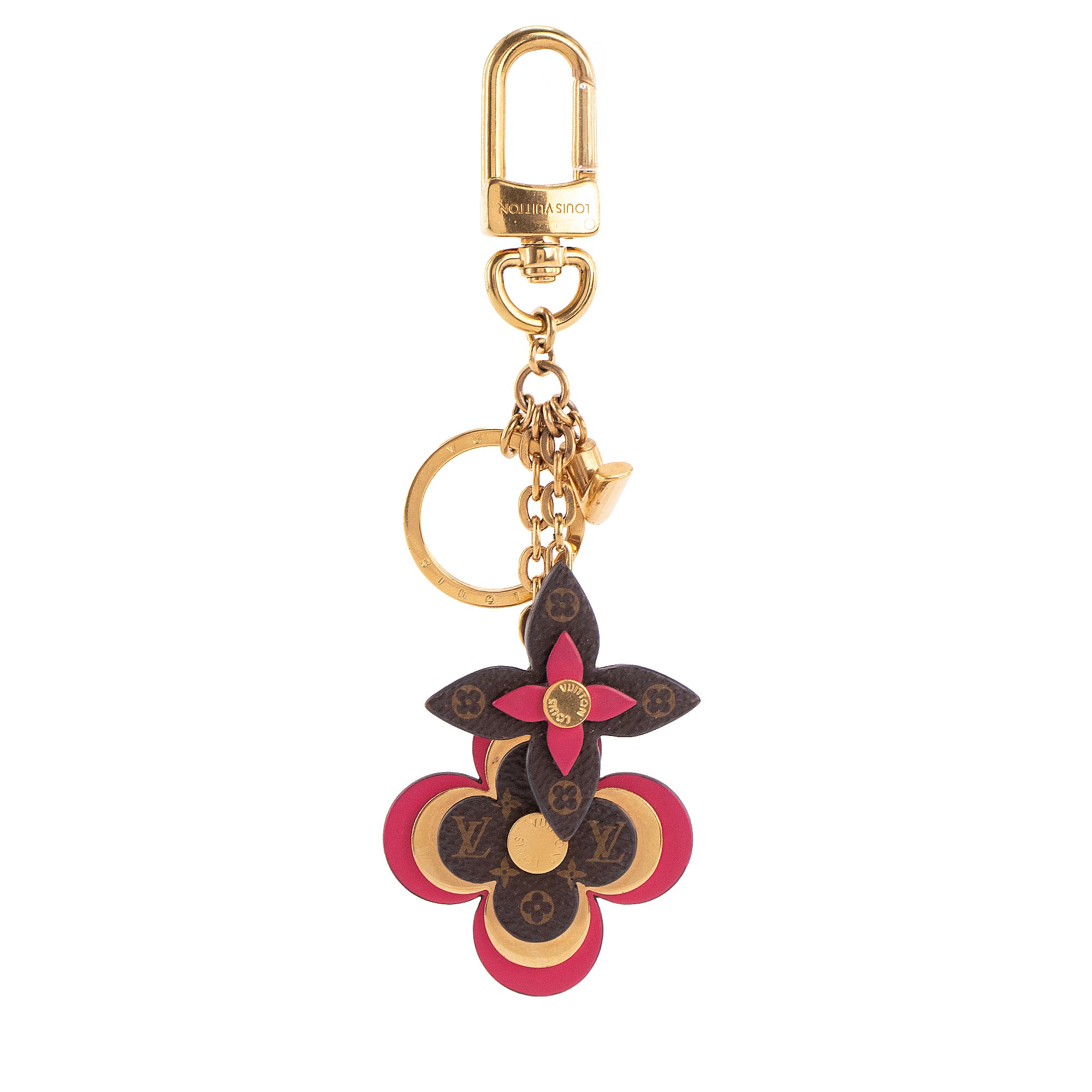 LOUIS VUITTON - Porte-clés Blooming Flowers Louis Vuitton en métal doré