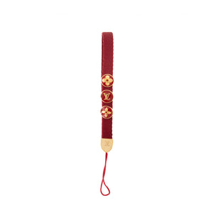 LOUIS VUITTON - Porte-clés Louis Vuitton en toile bordeaux et charms métal doré
