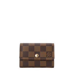 LOUIS VUITTON - Porte-monnaie Louis Vuitton en toile damier ébène marron
