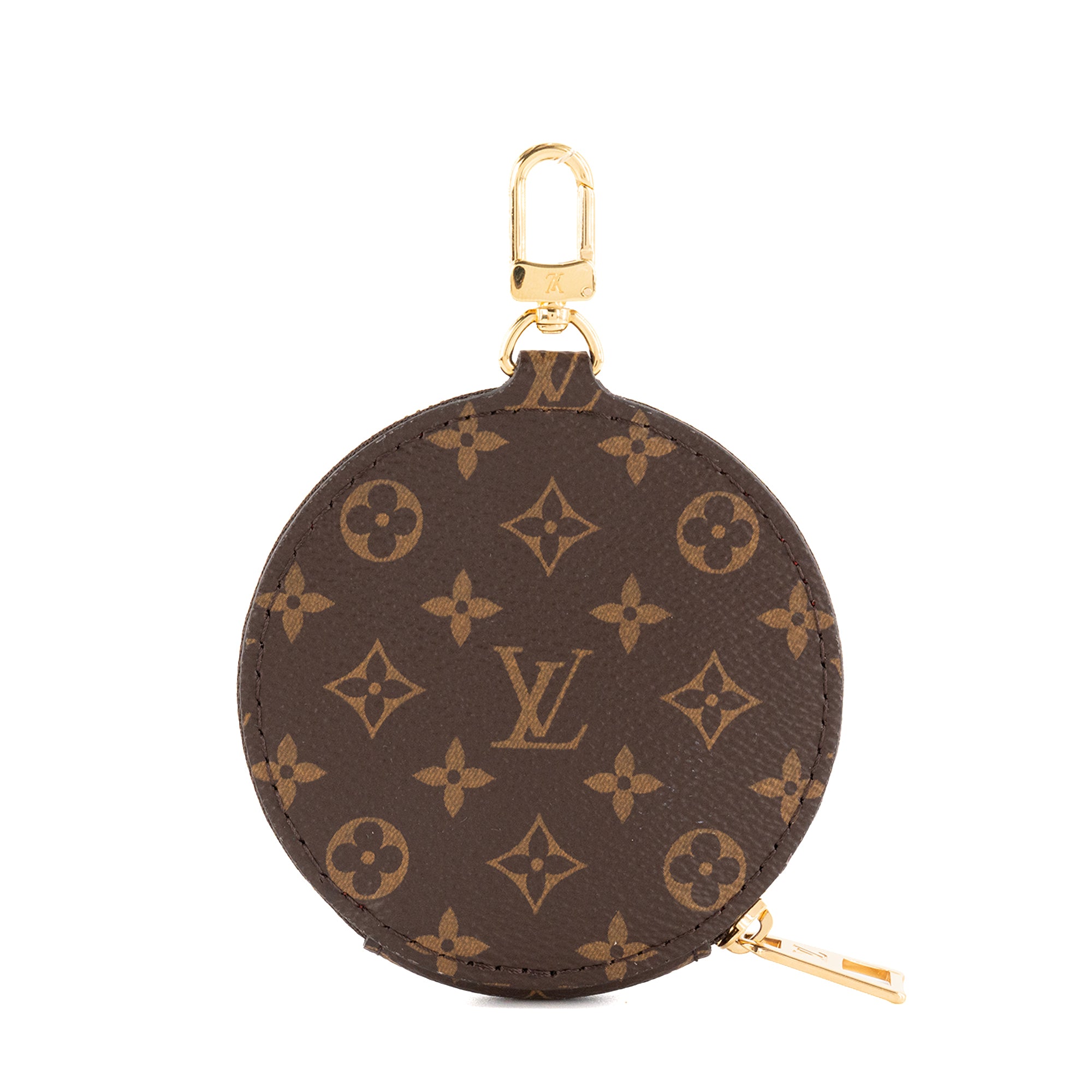 LOUIS VUITTON - Porte-monnaie rond Louis Vuitton en toile monogrammée marron