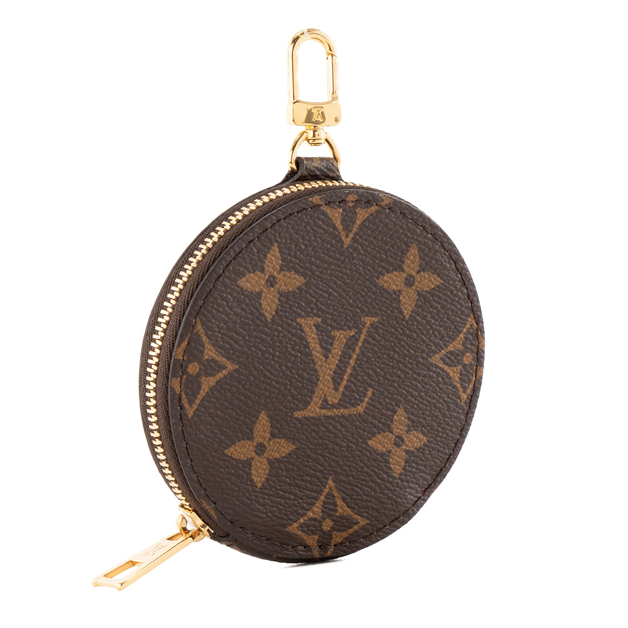 LOUIS VUITTON - Porte-monnaie rond Louis Vuitton en toile monogrammée marron