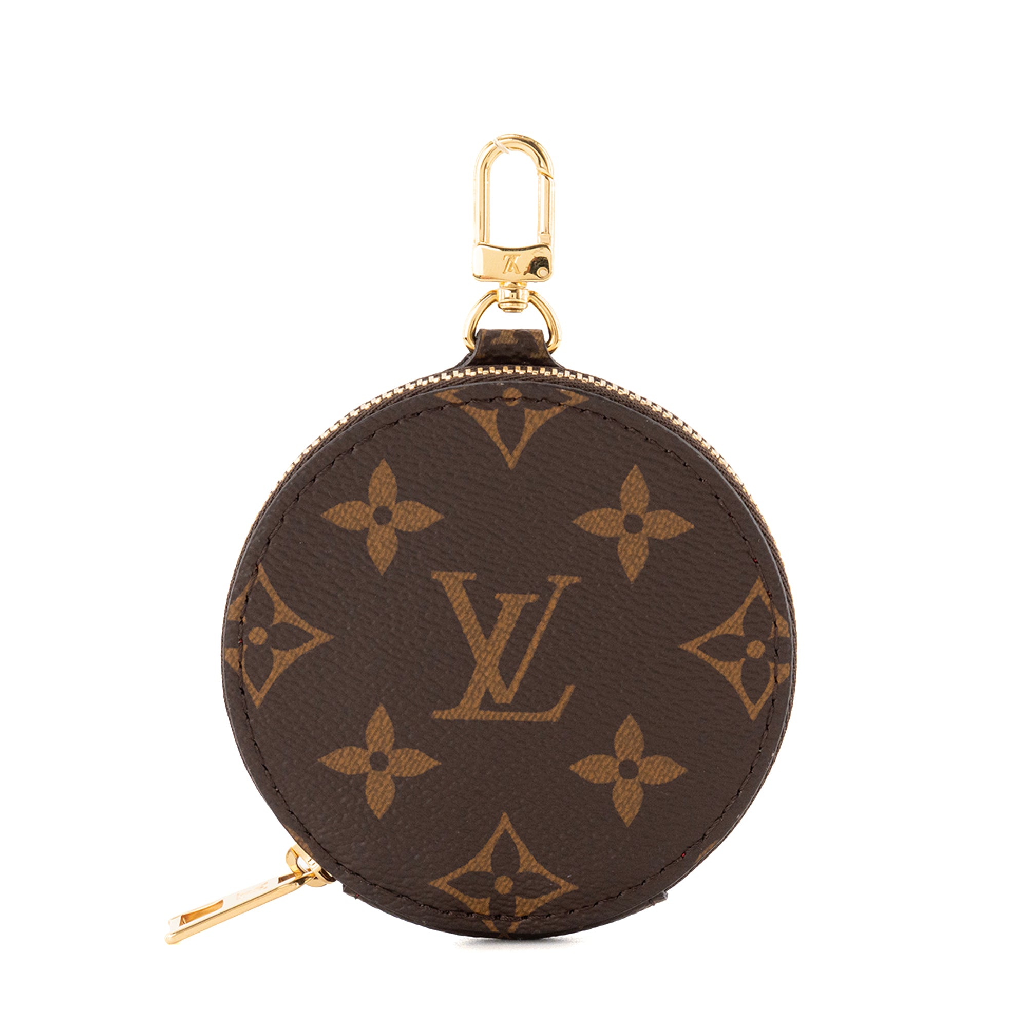 LOUIS VUITTON - Porte-monnaie rond Louis Vuitton en toile monogrammée marron