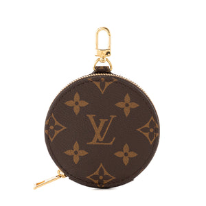 LOUIS VUITTON - Porte-monnaie rond Louis Vuitton en toile monogrammée marron