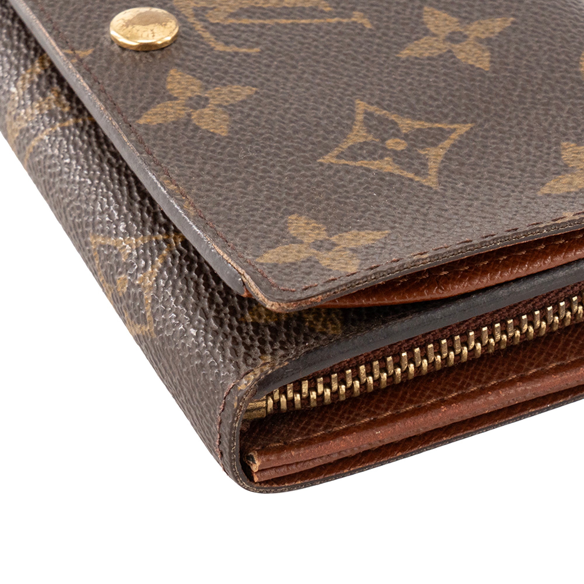 LOUIS VUITTON - Porte-monnaie Trésor Louis Vuitton en toile enduite monogrammée vintage