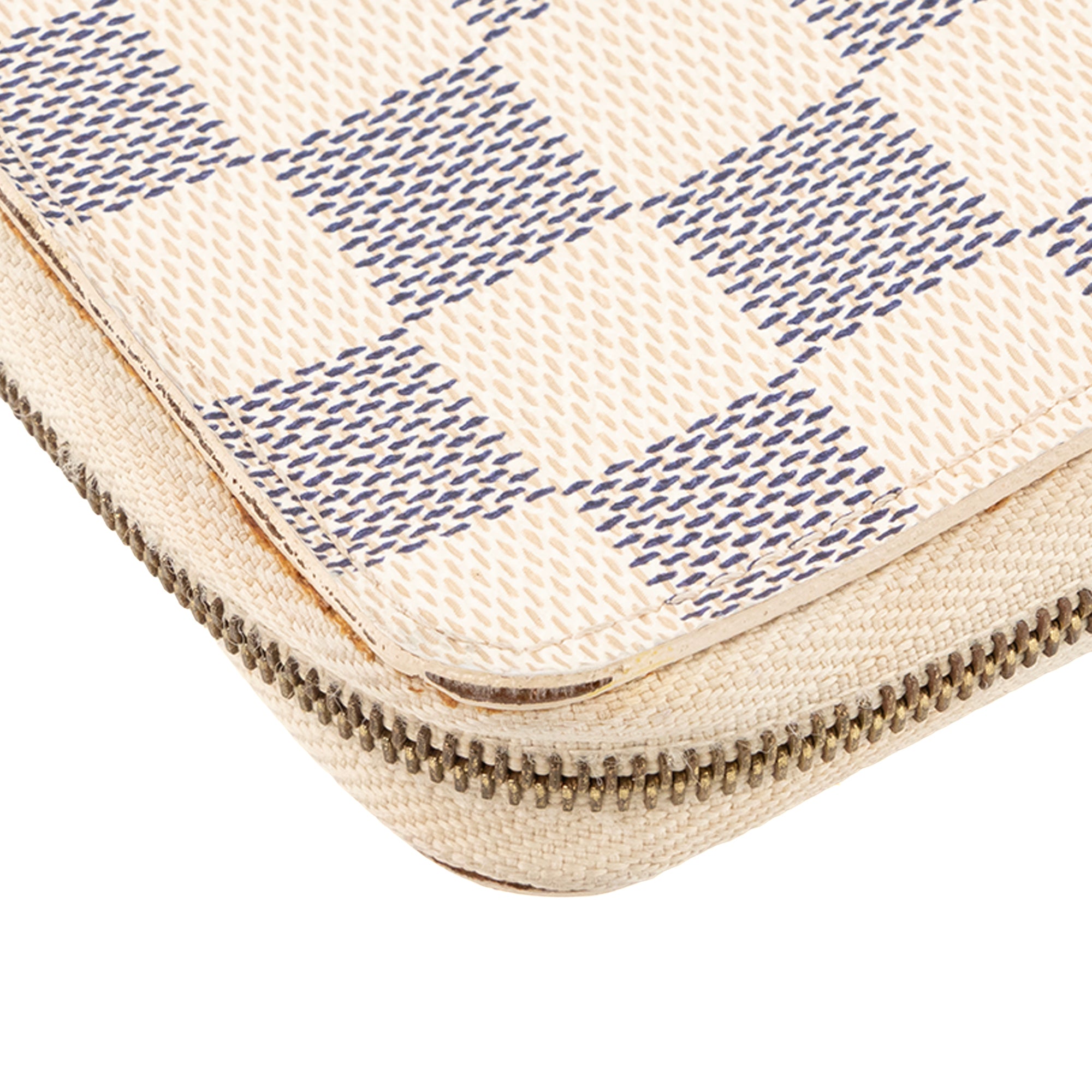 LOUIS VUITTON - Porte monnaie Zippy Louis Vuitton en toile damier azur
