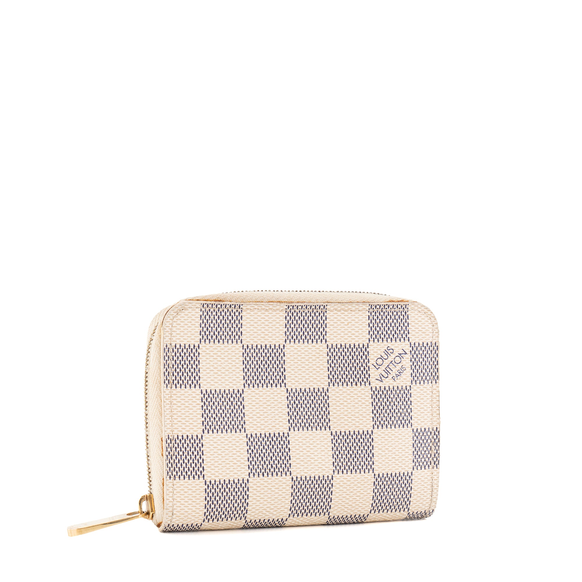 LOUIS VUITTON - Porte monnaie Zippy Louis Vuitton en toile damier azur