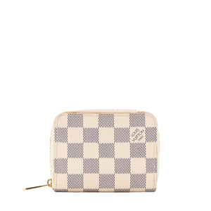 LOUIS VUITTON - Porte monnaie Zippy Louis Vuitton en toile damier azur