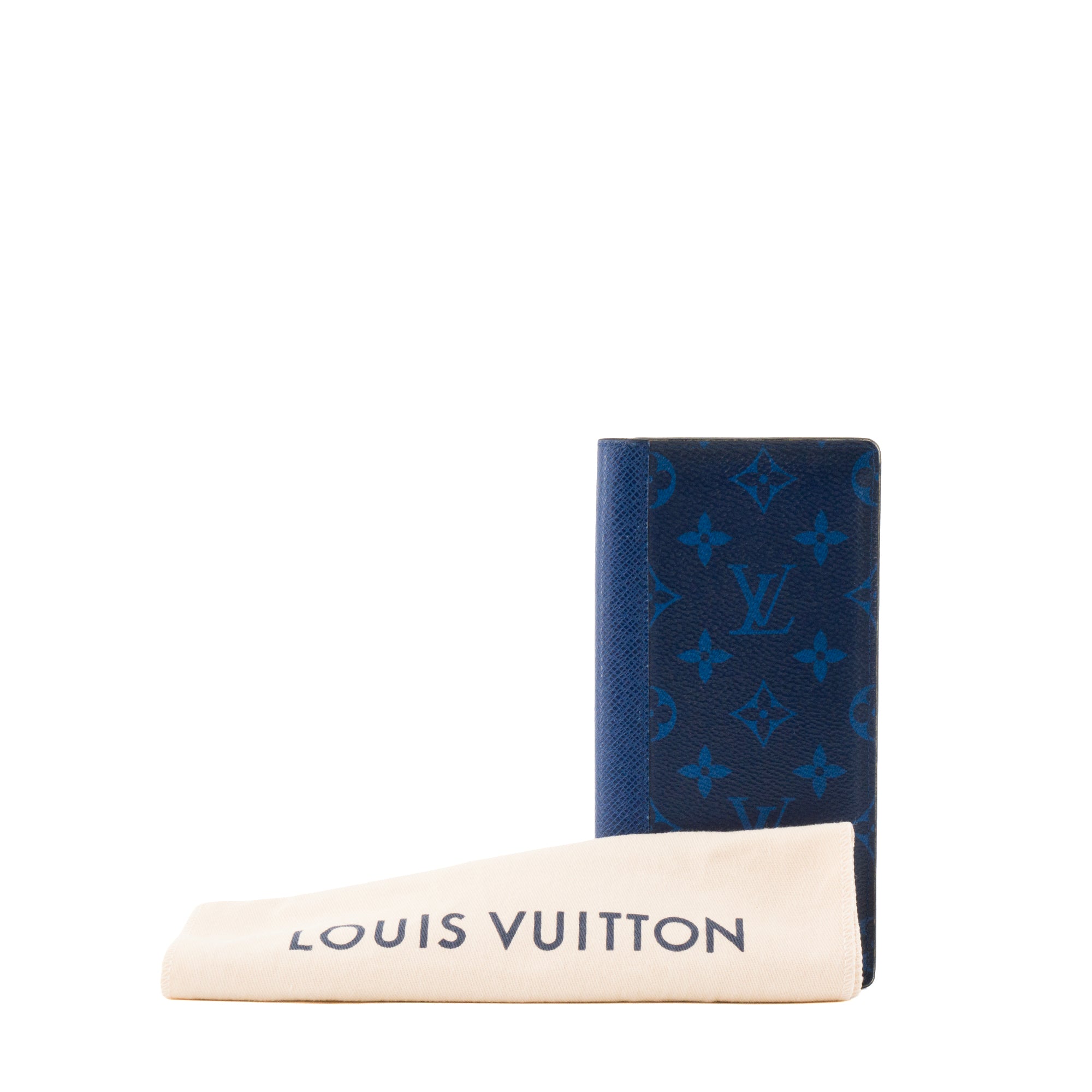LOUIS VUITTON - Portefeuille Brazza Louis Vuitton en toile monogrammée bleu