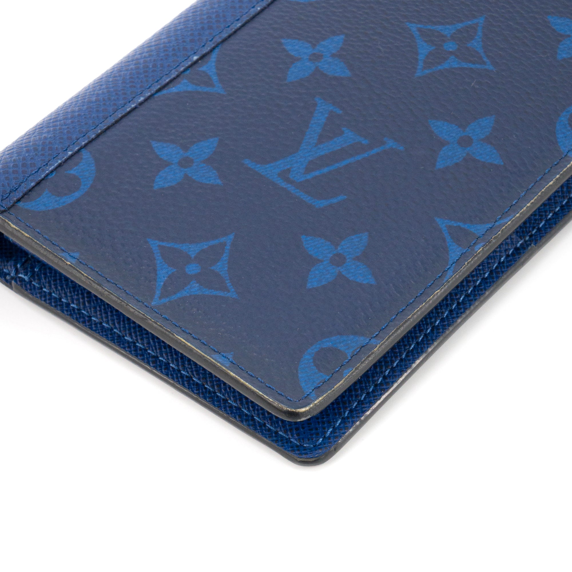 LOUIS VUITTON - Portefeuille Brazza Louis Vuitton en toile monogrammée bleu