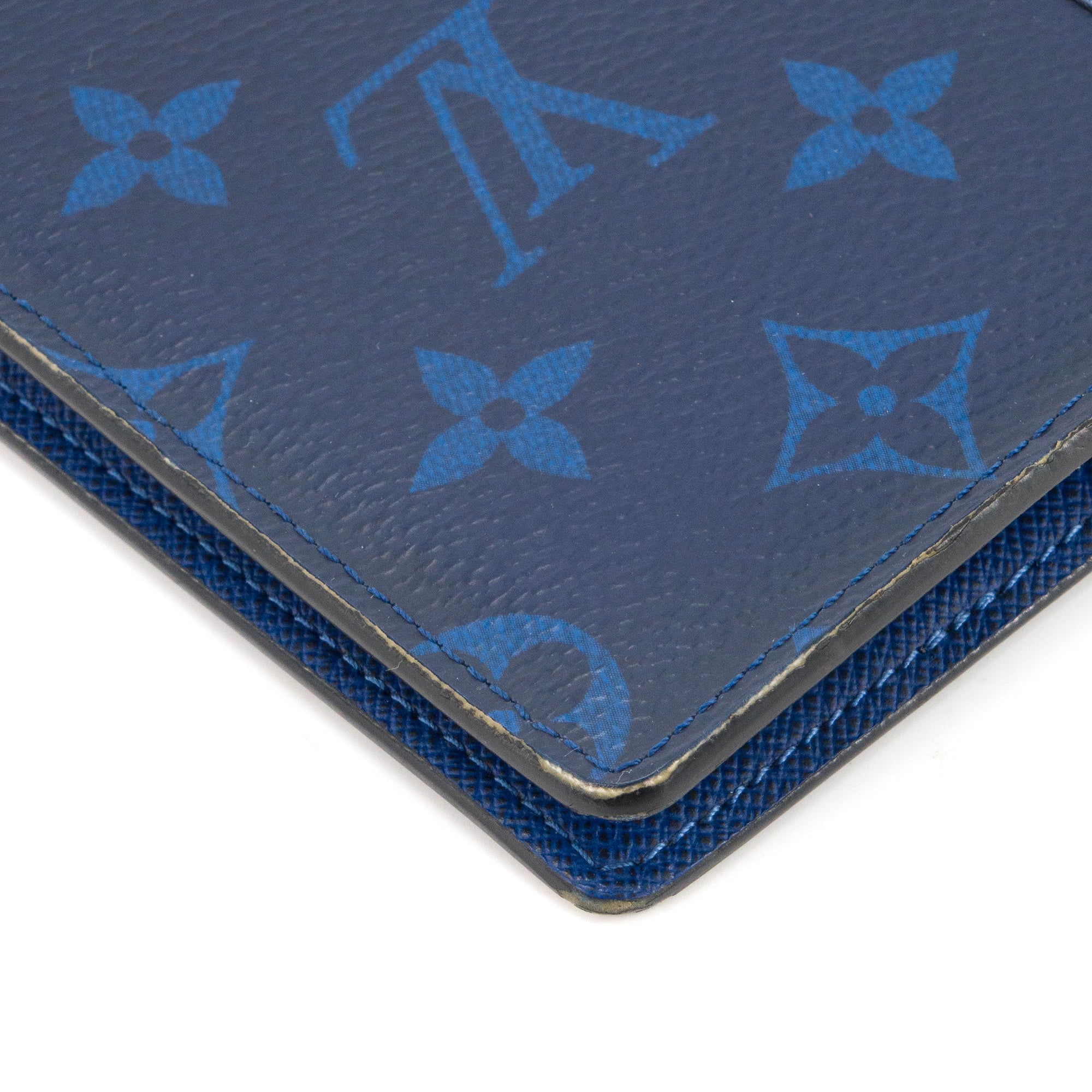 LOUIS VUITTON - Portefeuille Brazza Louis Vuitton en toile monogrammée bleu