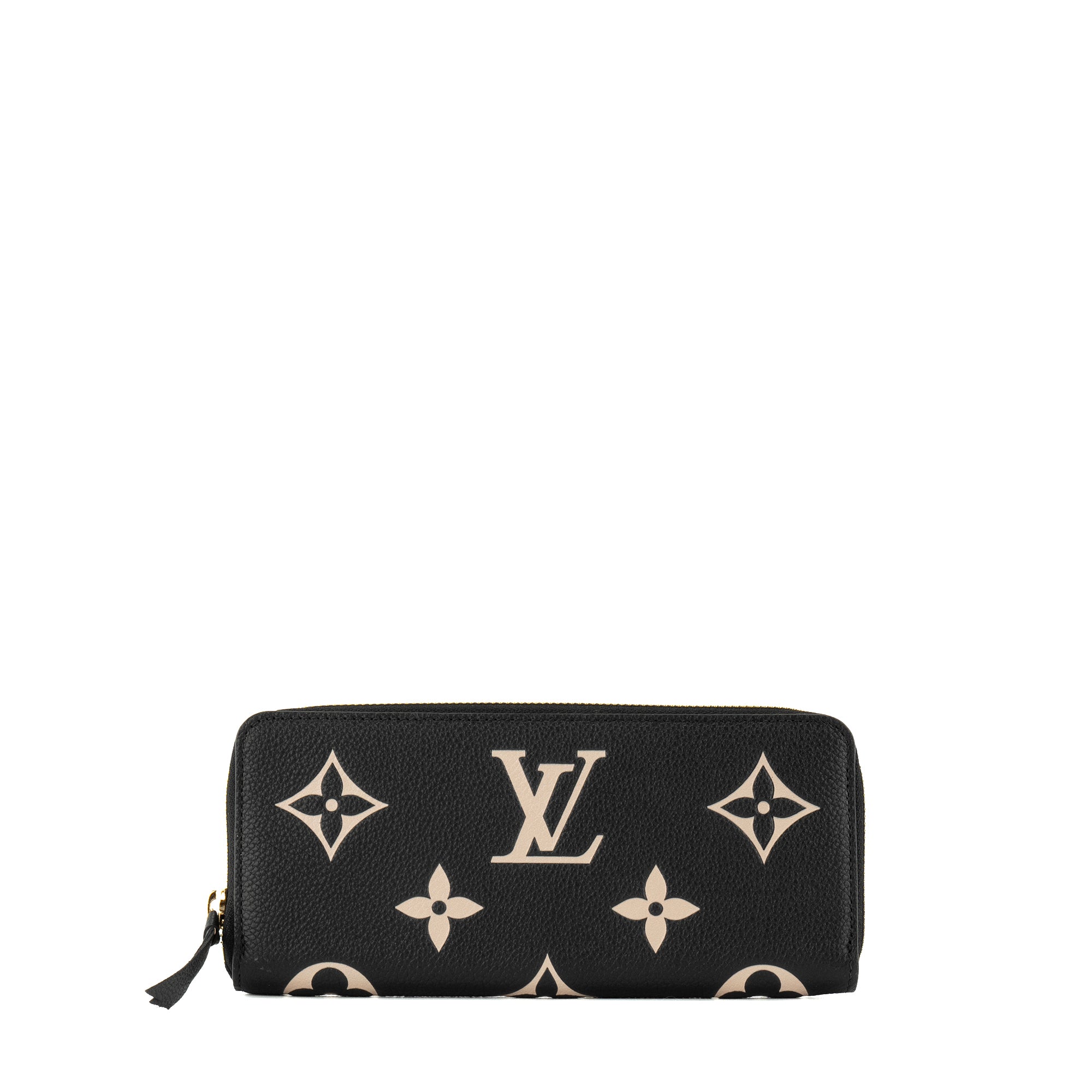 LOUIS VUITTON - Portefeuille Clémence Louis Vuitton en cuir empreinte monogram noir