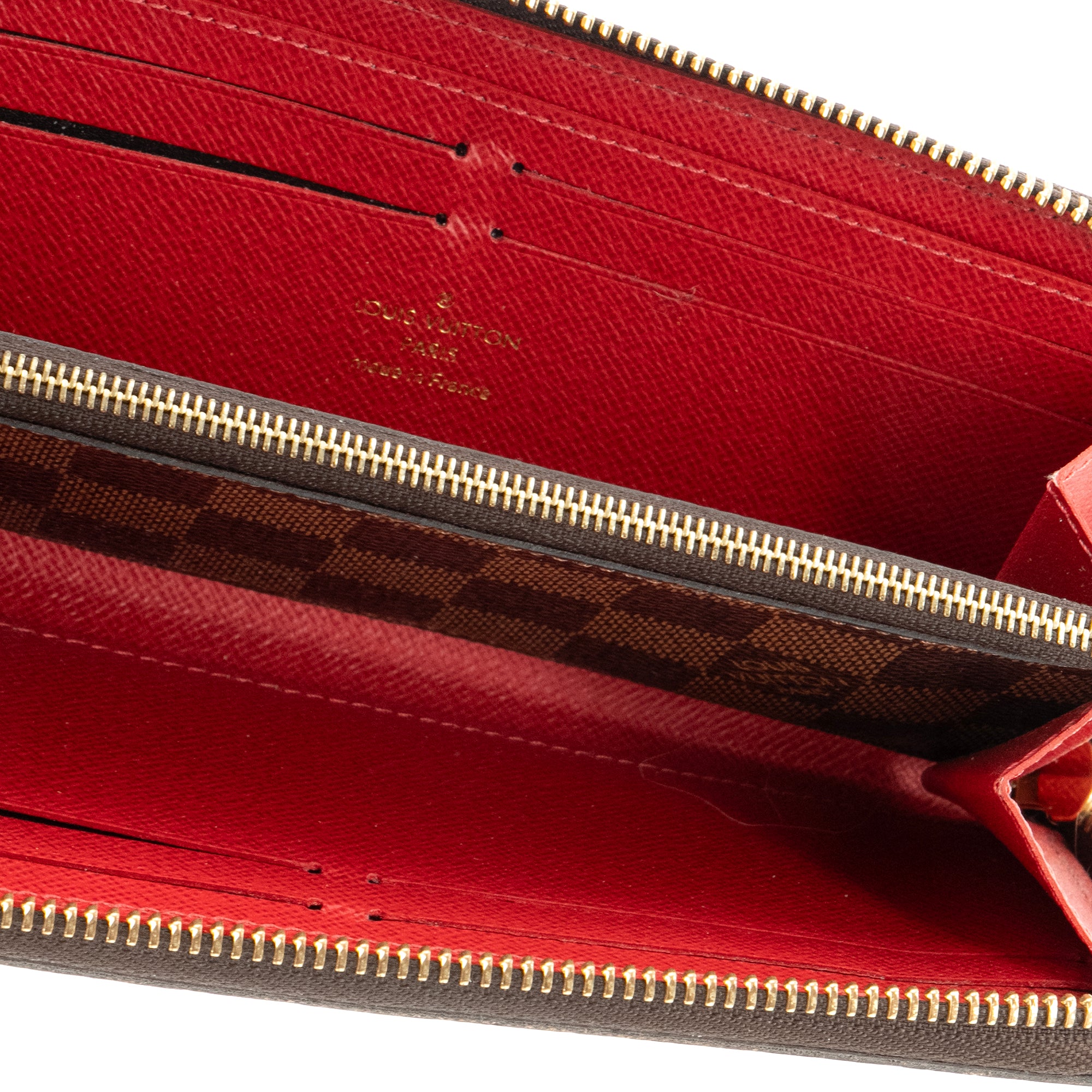 LOUIS VUITTON - Portefeuille Clémence Louis Vuitton en toile enduite damier ébène