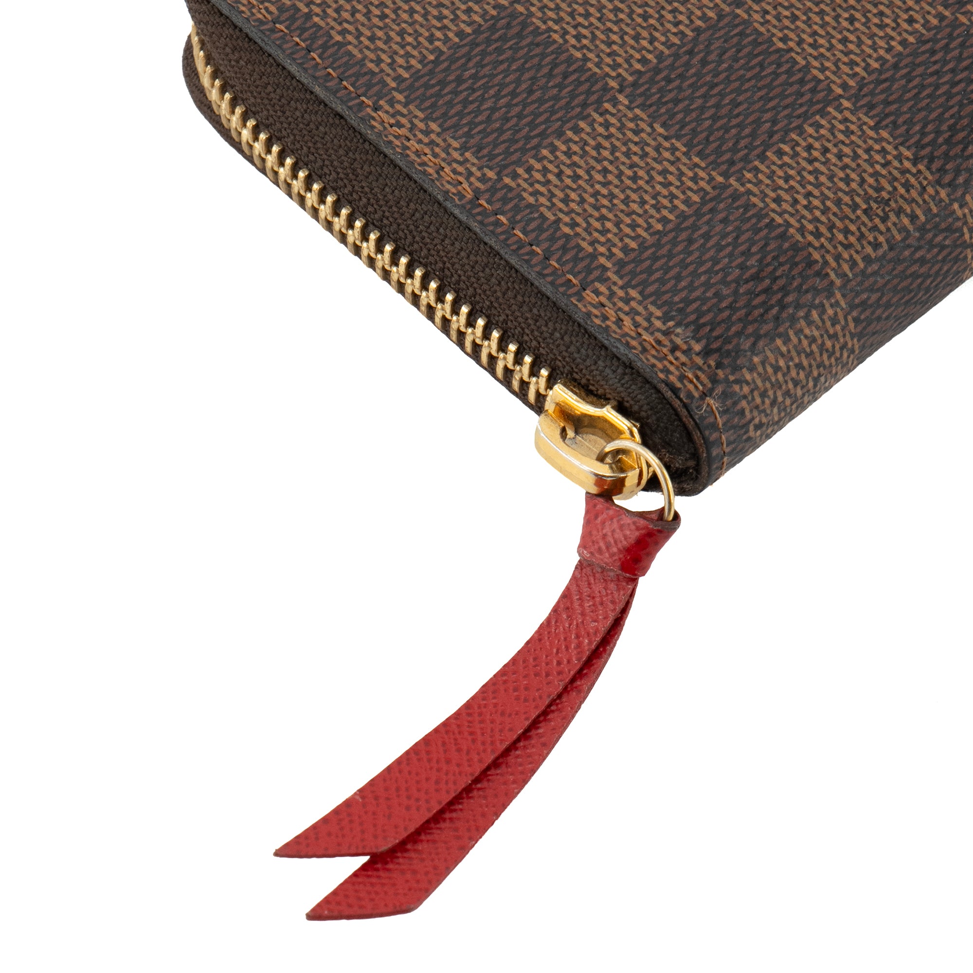 LOUIS VUITTON - Portefeuille Clémence Louis Vuitton en toile enduite damier ébène