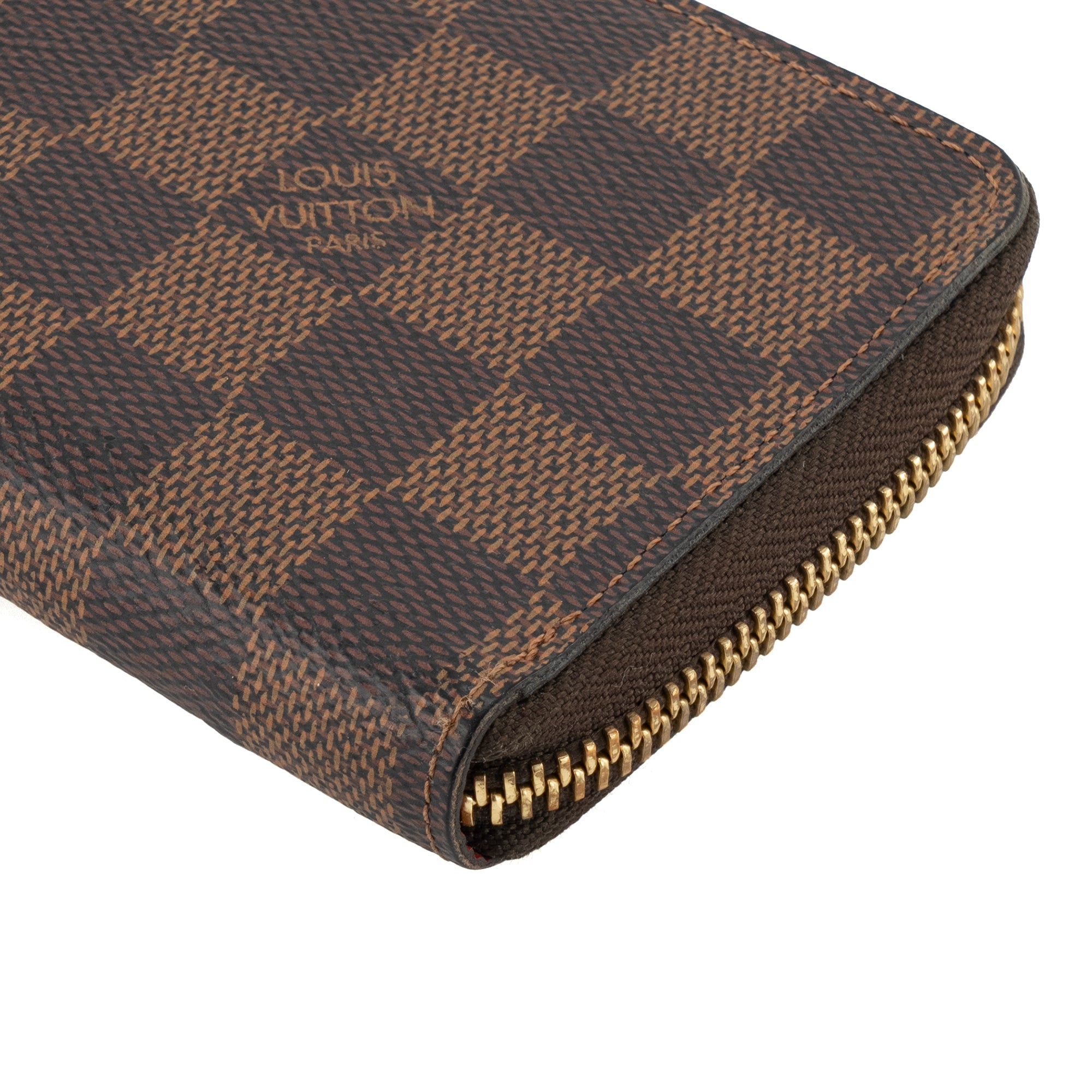 LOUIS VUITTON - Portefeuille Clémence Louis Vuitton en toile enduite damier ébène