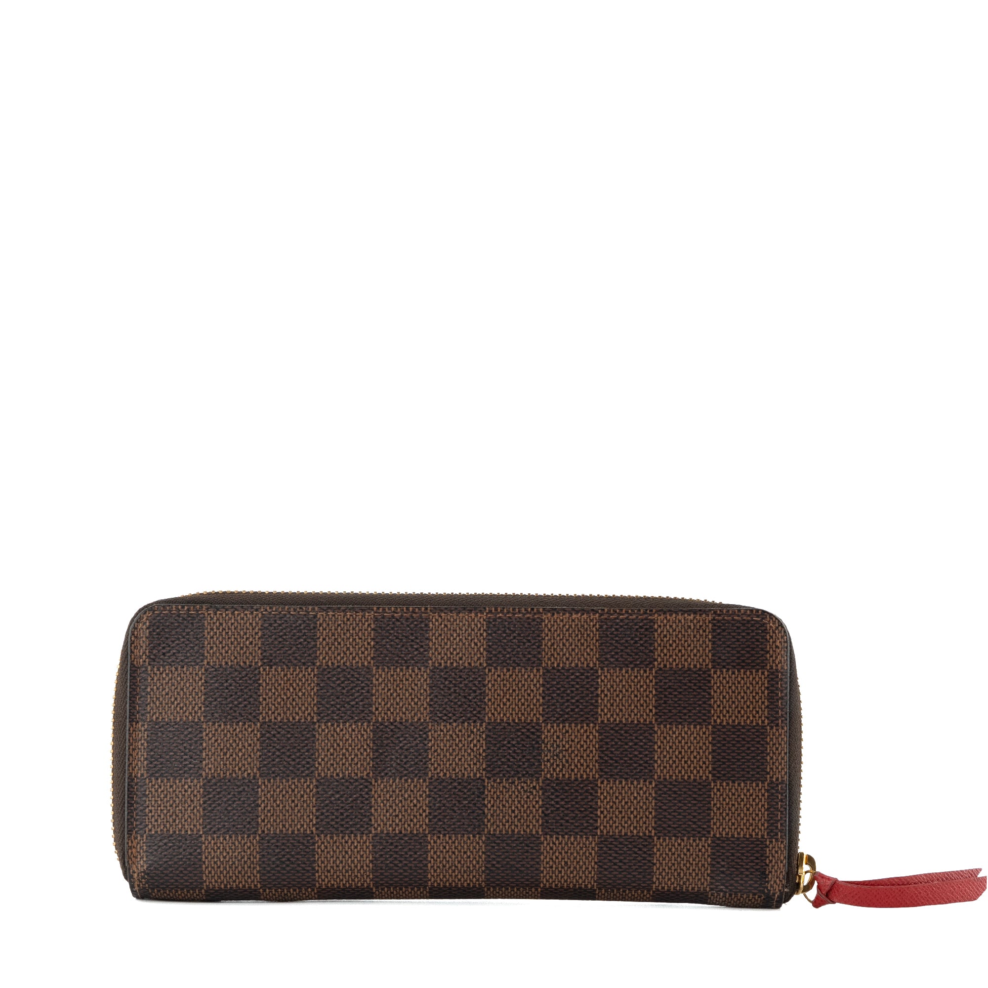 LOUIS VUITTON - Portefeuille Clémence Louis Vuitton en toile enduite damier ébène