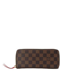 LOUIS VUITTON - Portefeuille Clémence Louis Vuitton en toile enduite damier ébène