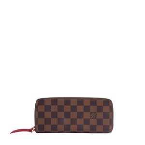 LOUIS VUITTON - Portefeuille Clémence Louis Vuitton en toile enduite damier ébène