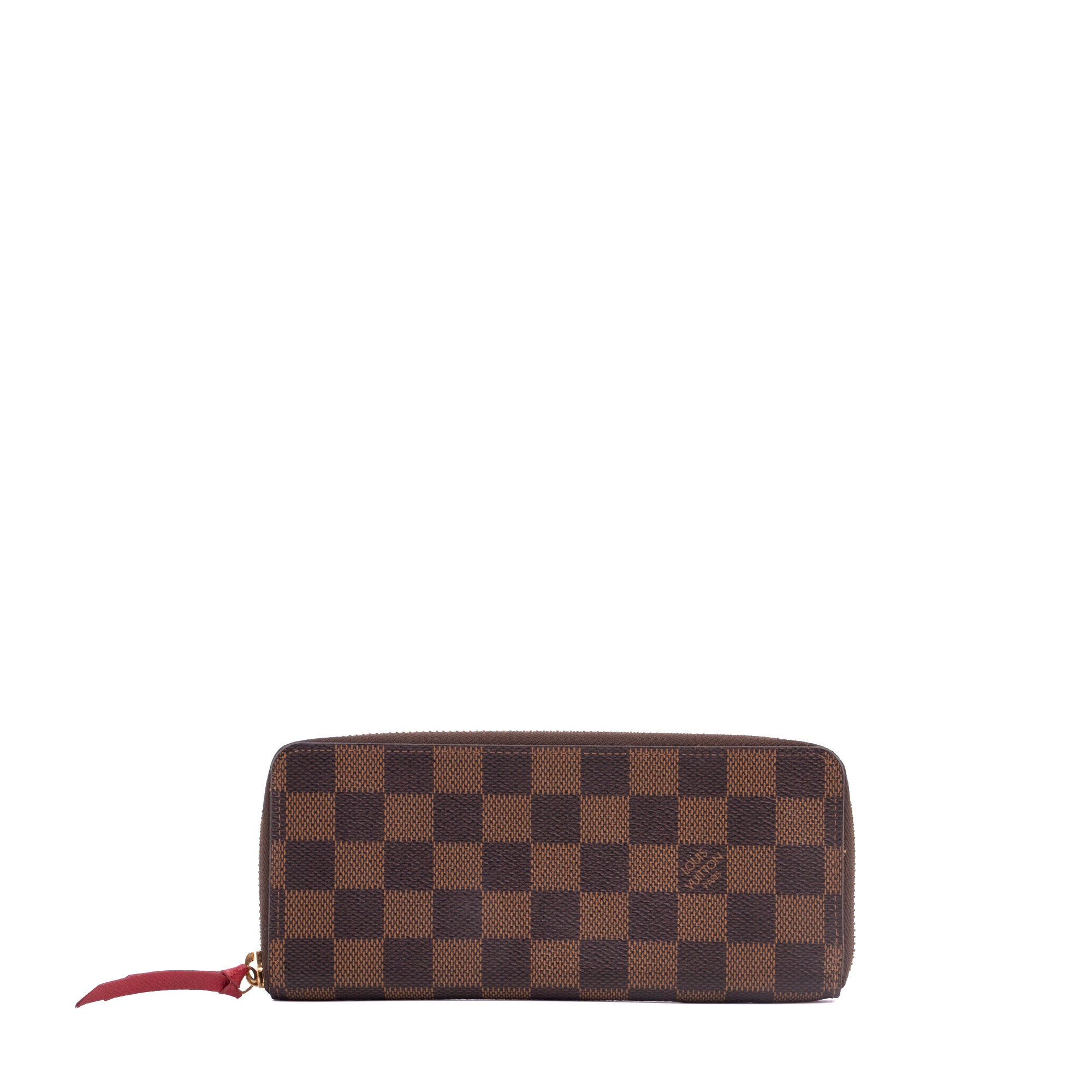 LOUIS VUITTON - Portefeuille Clémence Louis Vuitton en toile enduite damier ébène