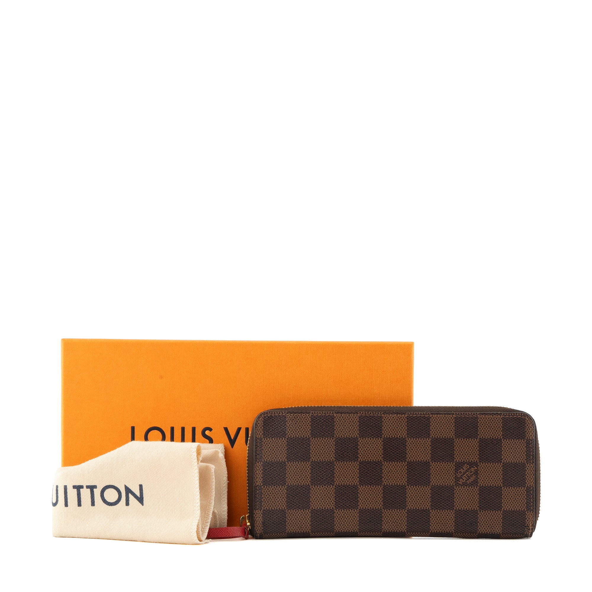 LOUIS VUITTON - Portefeuille Clémence Louis Vuitton en toile enduite damier ébène