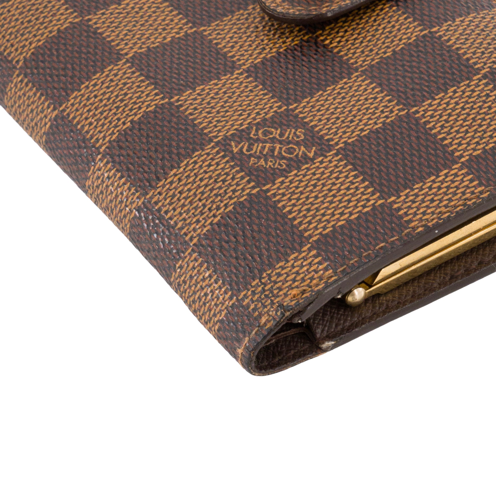 LOUIS VUITTON - Portefeuille Compact Louis Vuitton en toile enduite damier ébène