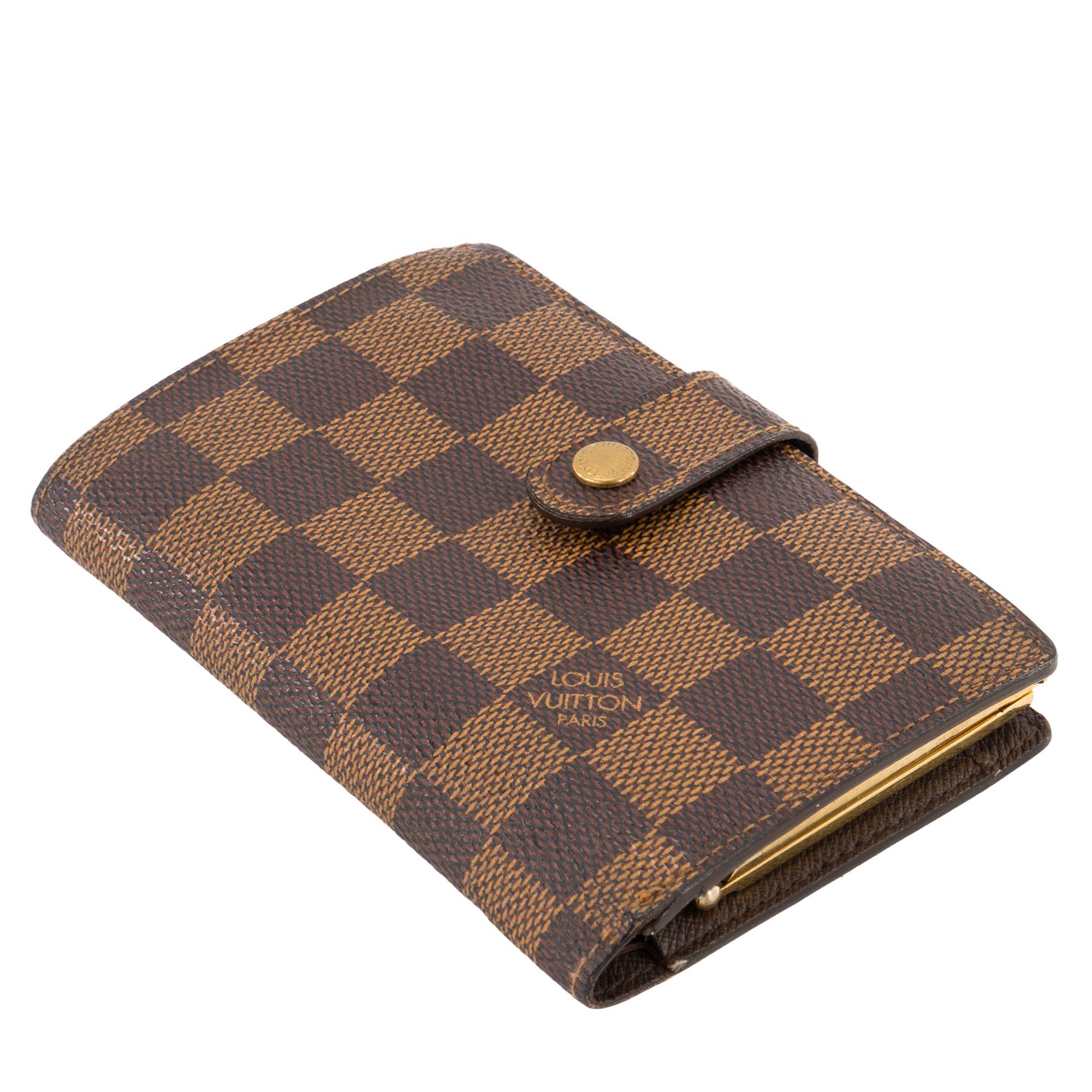 LOUIS VUITTON - Portefeuille Compact Louis Vuitton en toile enduite damier ébène