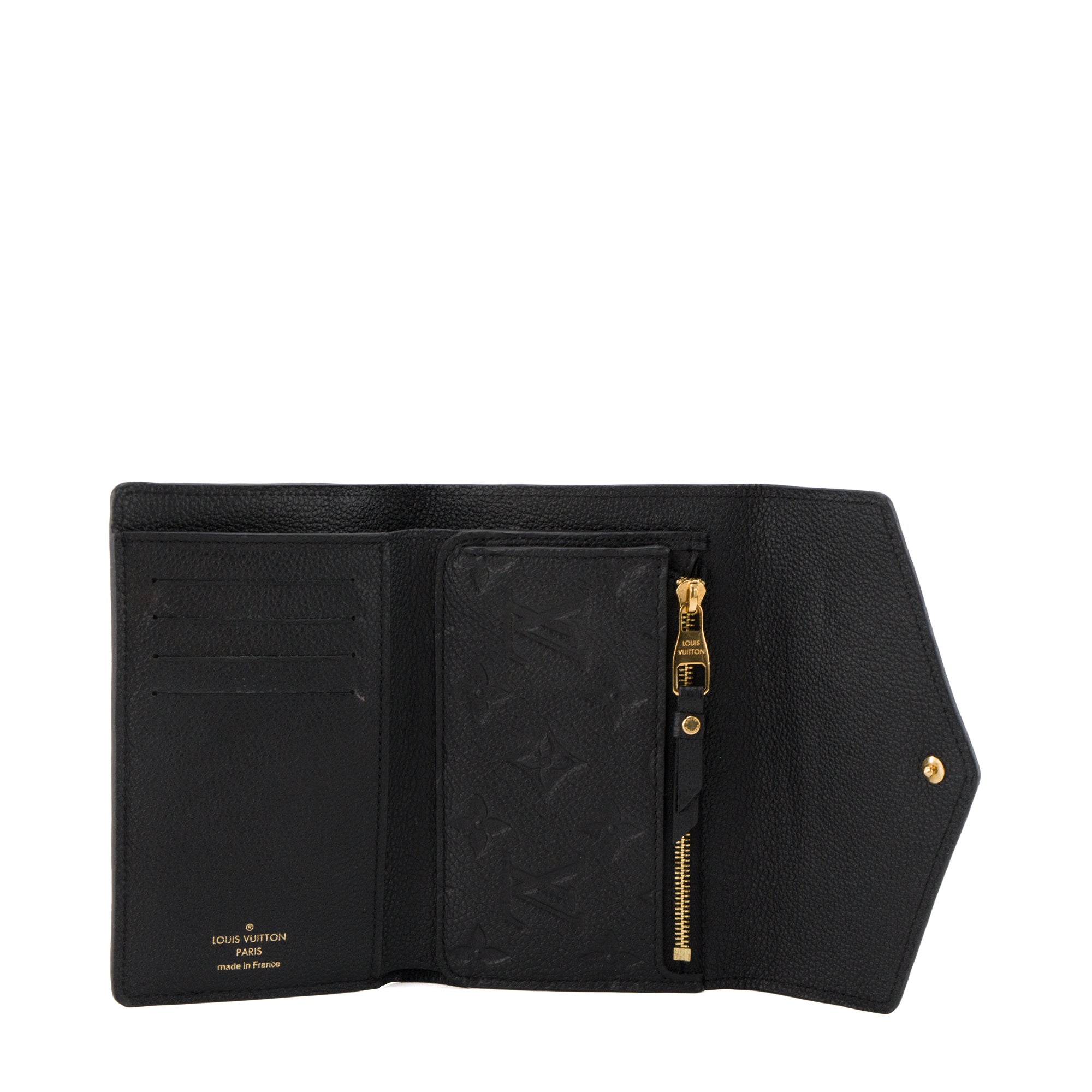 LOUIS VUITTON - Portefeuille Curieuse compact Louis Vuitton en cuir empreinte noir