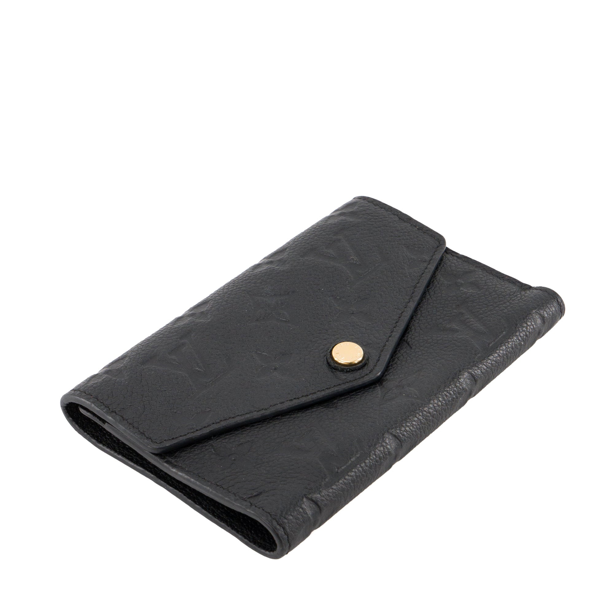 LOUIS VUITTON - Portefeuille Curieuse compact Louis Vuitton en cuir empreinte noir