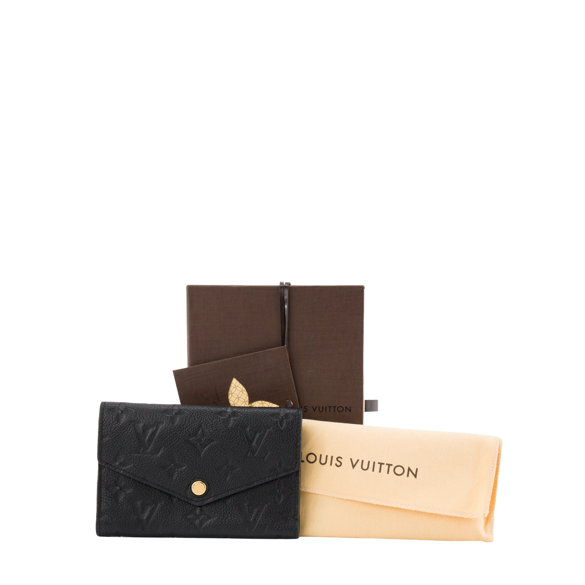 LOUIS VUITTON - Portefeuille Curieuse compact Louis Vuitton en cuir empreinte noir