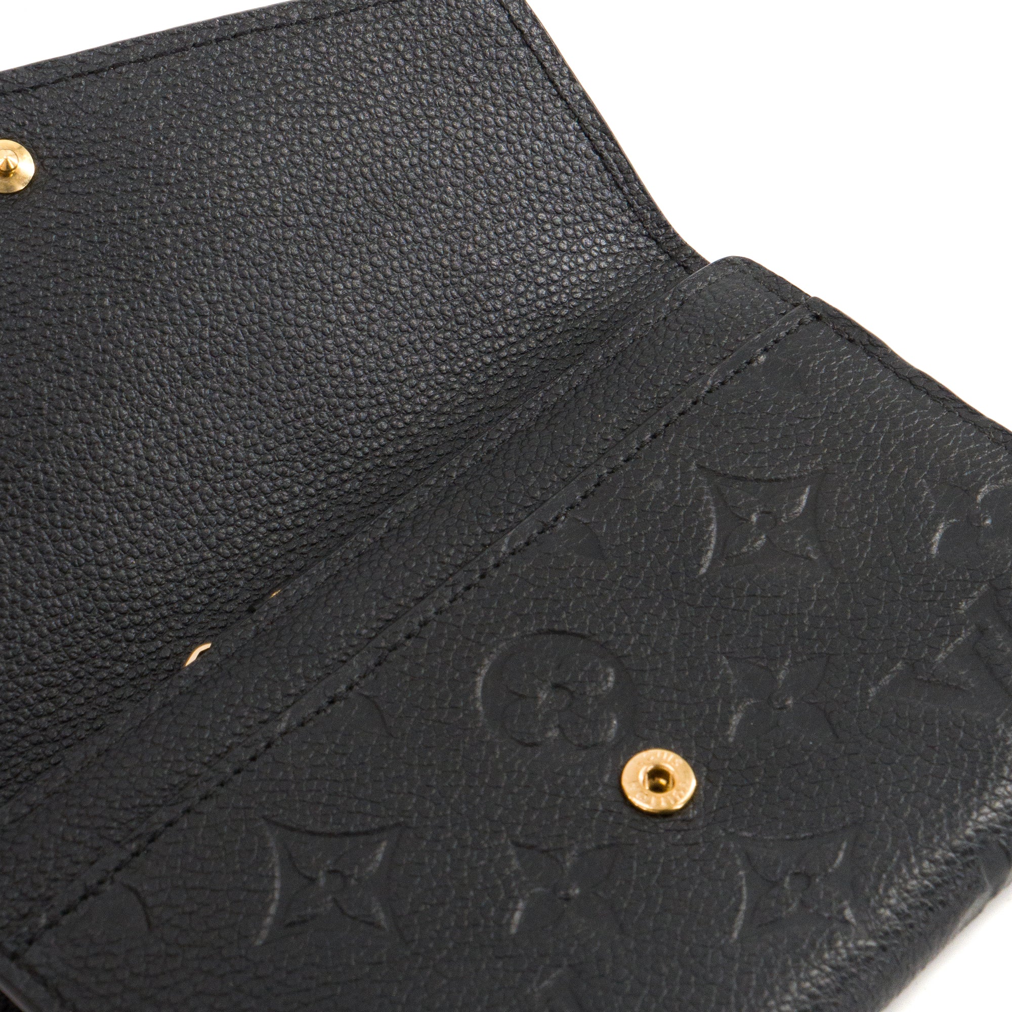 LOUIS VUITTON - Portefeuille Curieuse compact Louis Vuitton en cuir empreinte noir