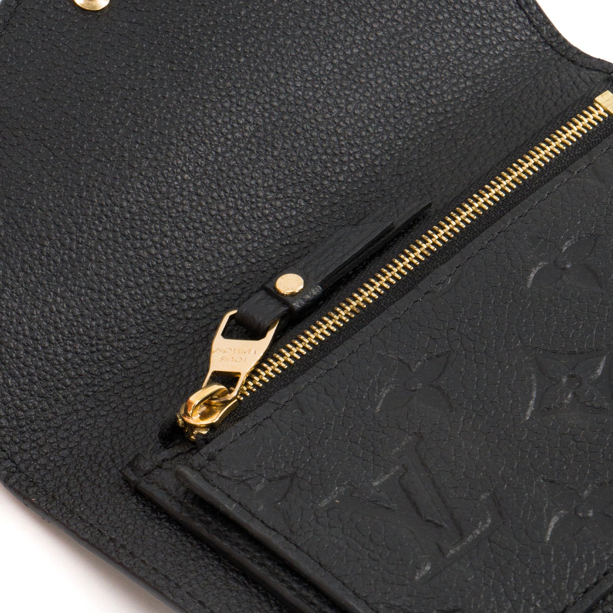 LOUIS VUITTON - Portefeuille Curieuse compact Louis Vuitton en cuir empreinte noir