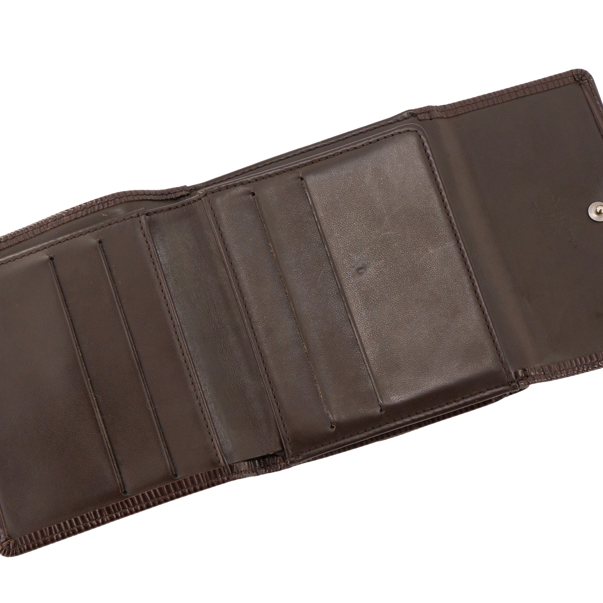 LOUIS VUITTON - Portefeuille Elise Louis Vuitton en cuir épi marron vintage
