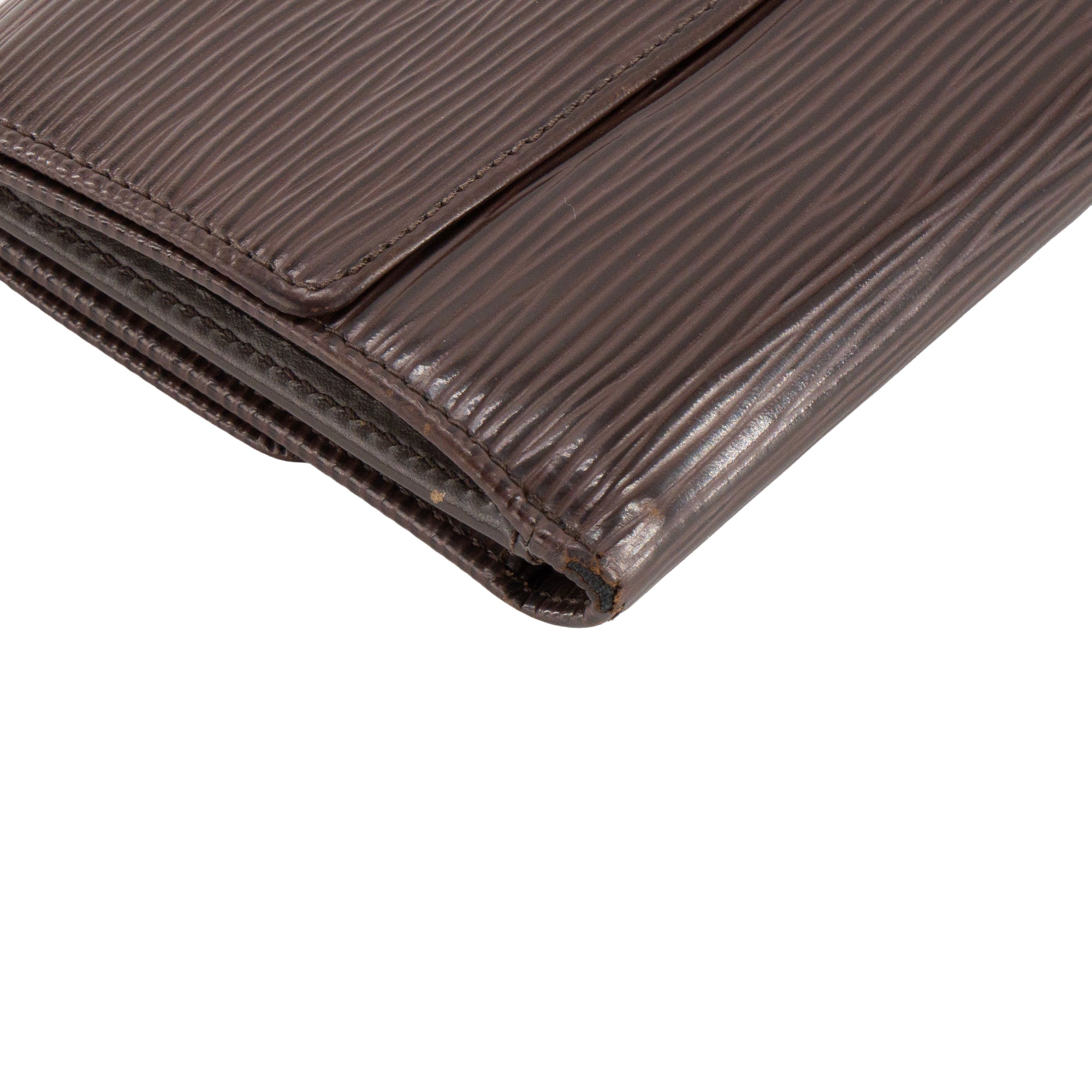 LOUIS VUITTON - Portefeuille Elise Louis Vuitton en cuir épi marron vintage