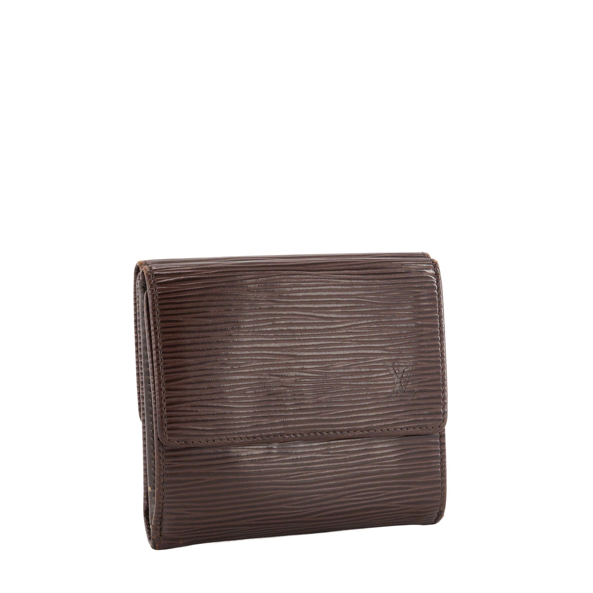 LOUIS VUITTON - Portefeuille Elise Louis Vuitton en cuir épi marron vintage