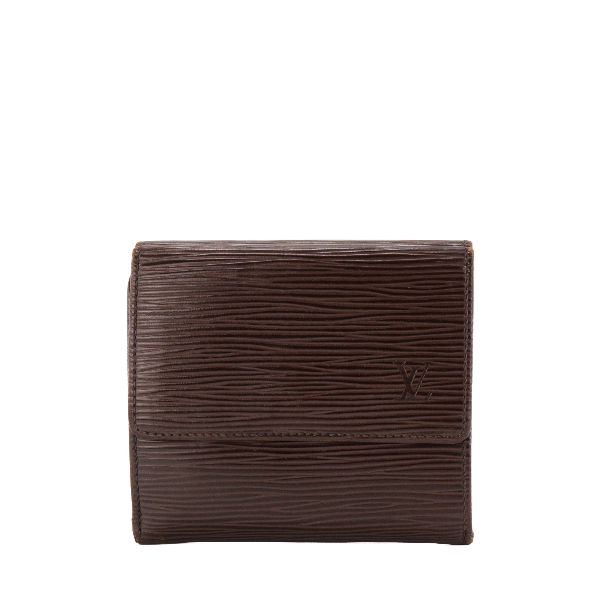 LOUIS VUITTON - Portefeuille Elise Louis Vuitton en cuir épi marron vintage