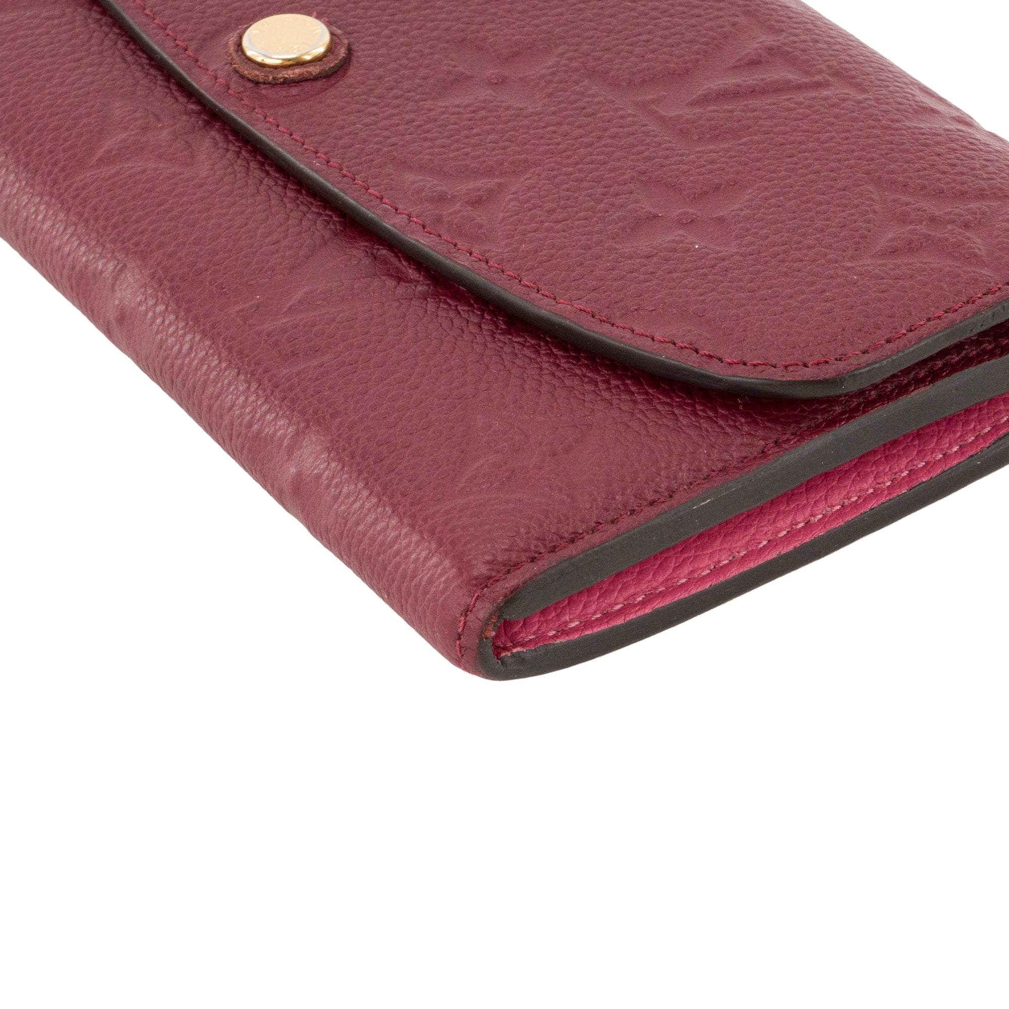 LOUIS VUITTON - Portefeuille Emilie Louis Vuitton en cuir empreinte bordeaux