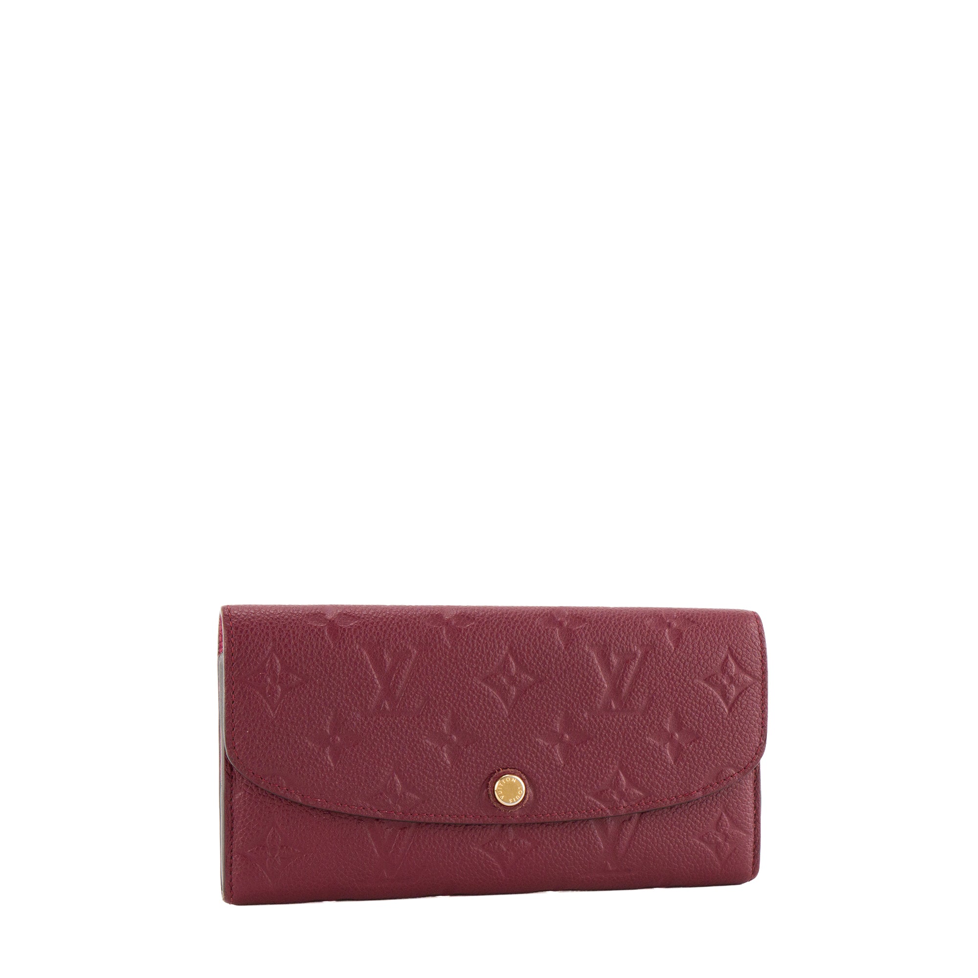 LOUIS VUITTON - Portefeuille Emilie Louis Vuitton en cuir empreinte bordeaux