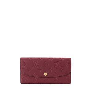 LOUIS VUITTON - Portefeuille Emilie Louis Vuitton en cuir empreinte bordeaux