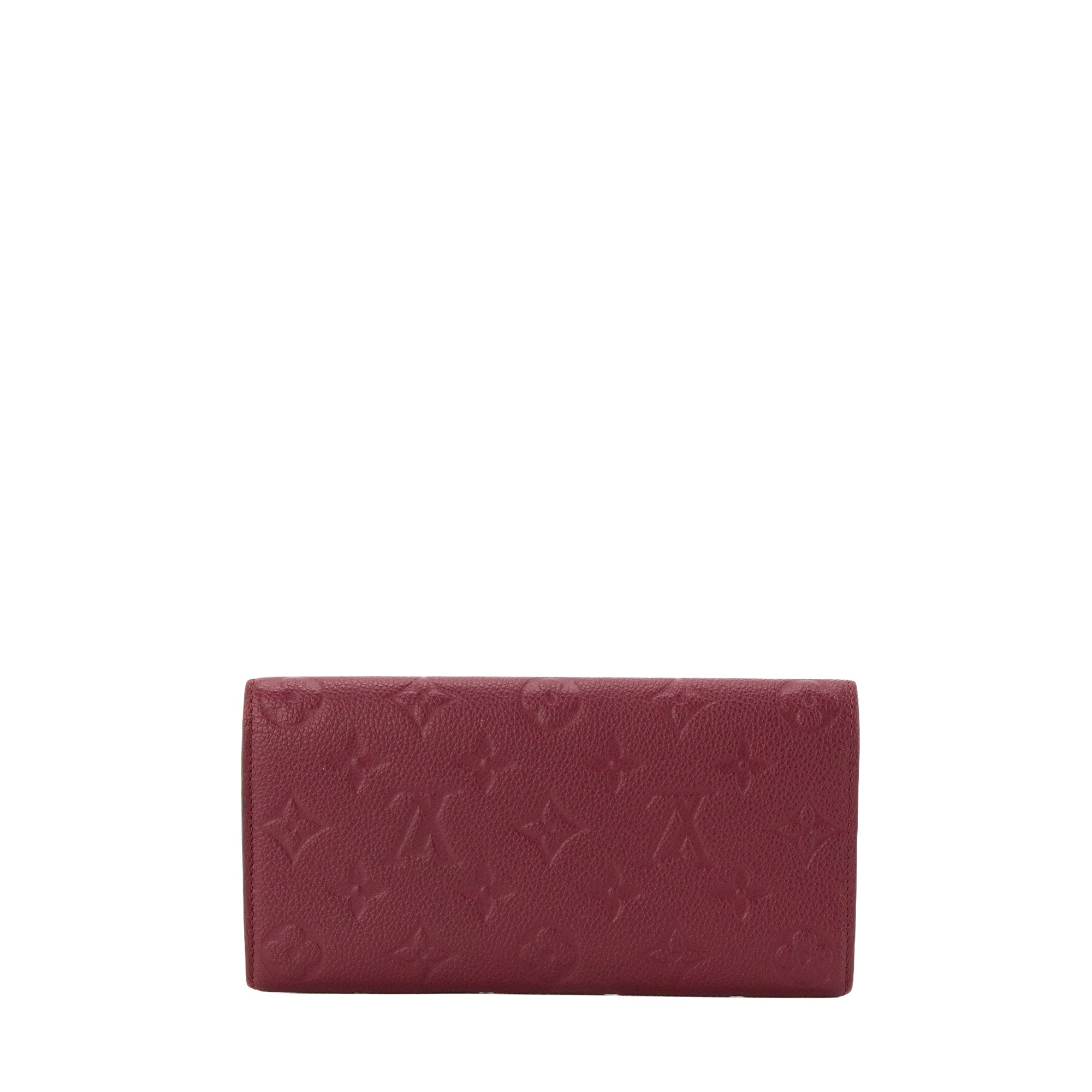 LOUIS VUITTON - Portefeuille Emilie Louis Vuitton en cuir empreinte bordeaux
