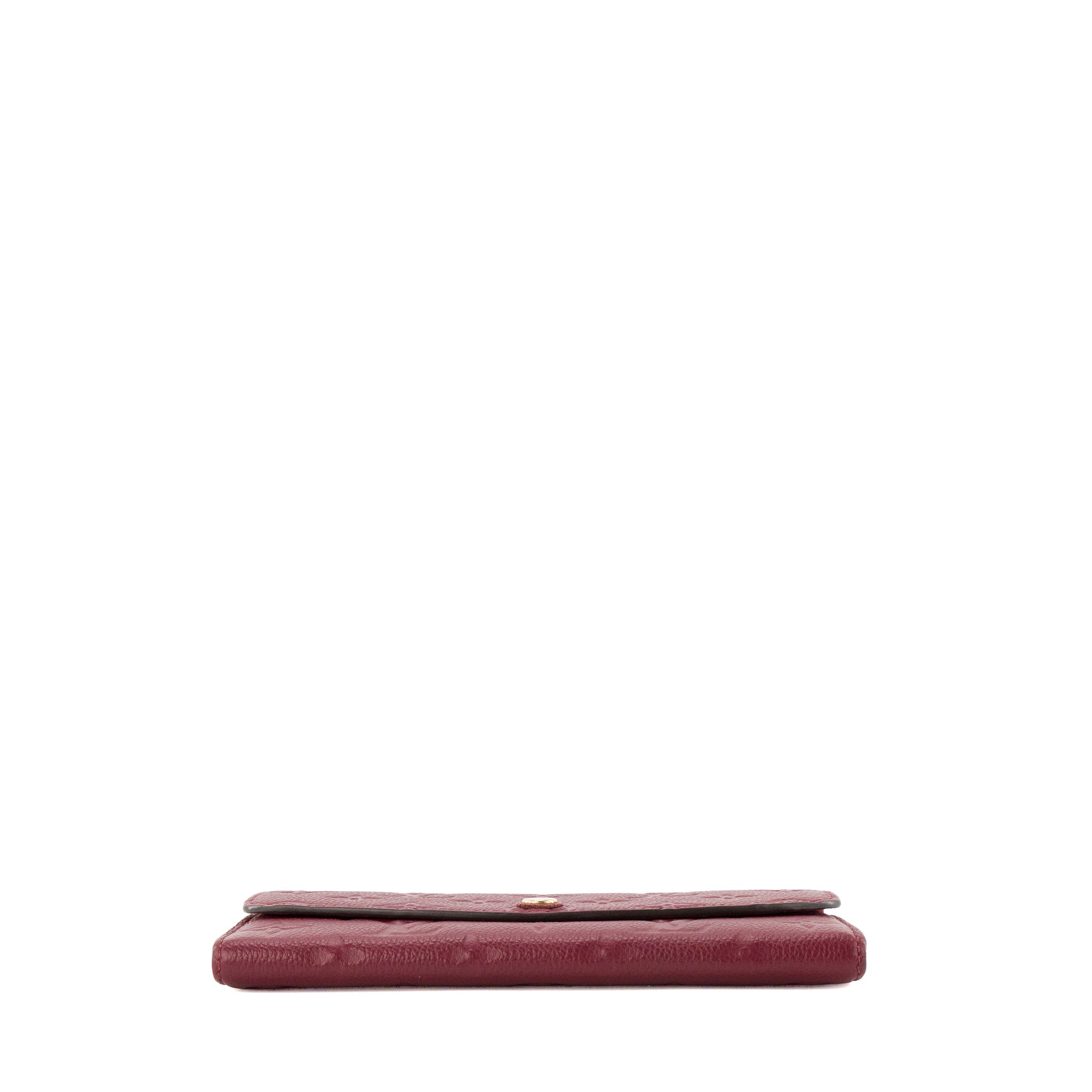 LOUIS VUITTON - Portefeuille Emilie Louis Vuitton en cuir empreinte bordeaux