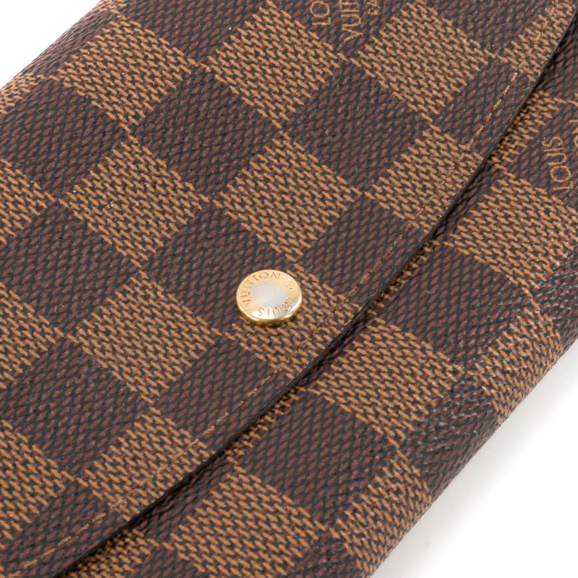 LOUIS VUITTON - Portefeuille Emilie Louis Vuitton en toile enduite damier ébène