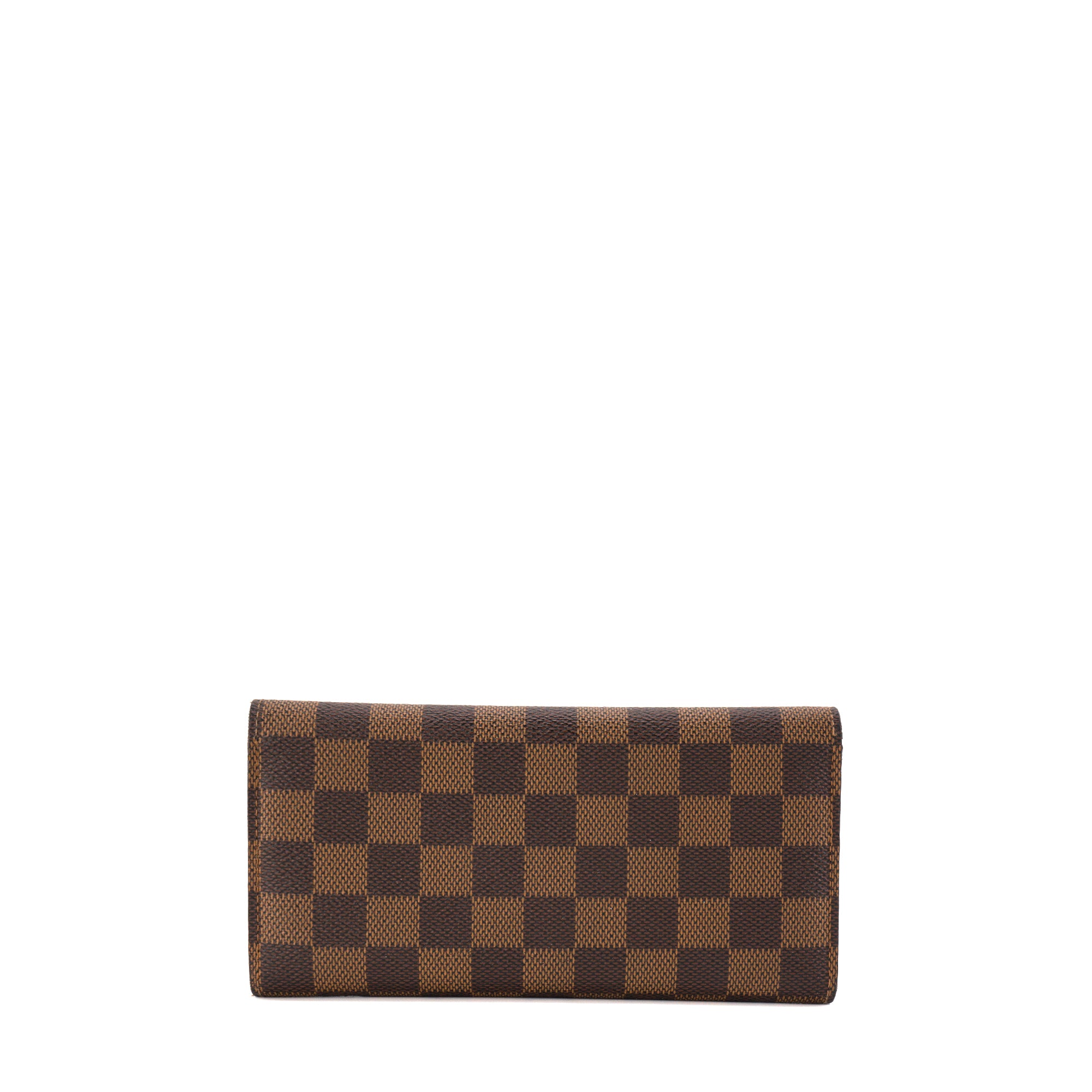 LOUIS VUITTON - Portefeuille Emilie Louis Vuitton en toile enduite damier ébène