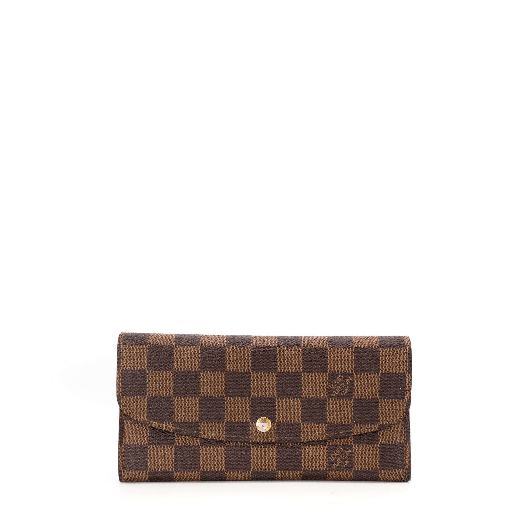 LOUIS VUITTON - Portefeuille Emilie Louis Vuitton en toile enduite damier ébène