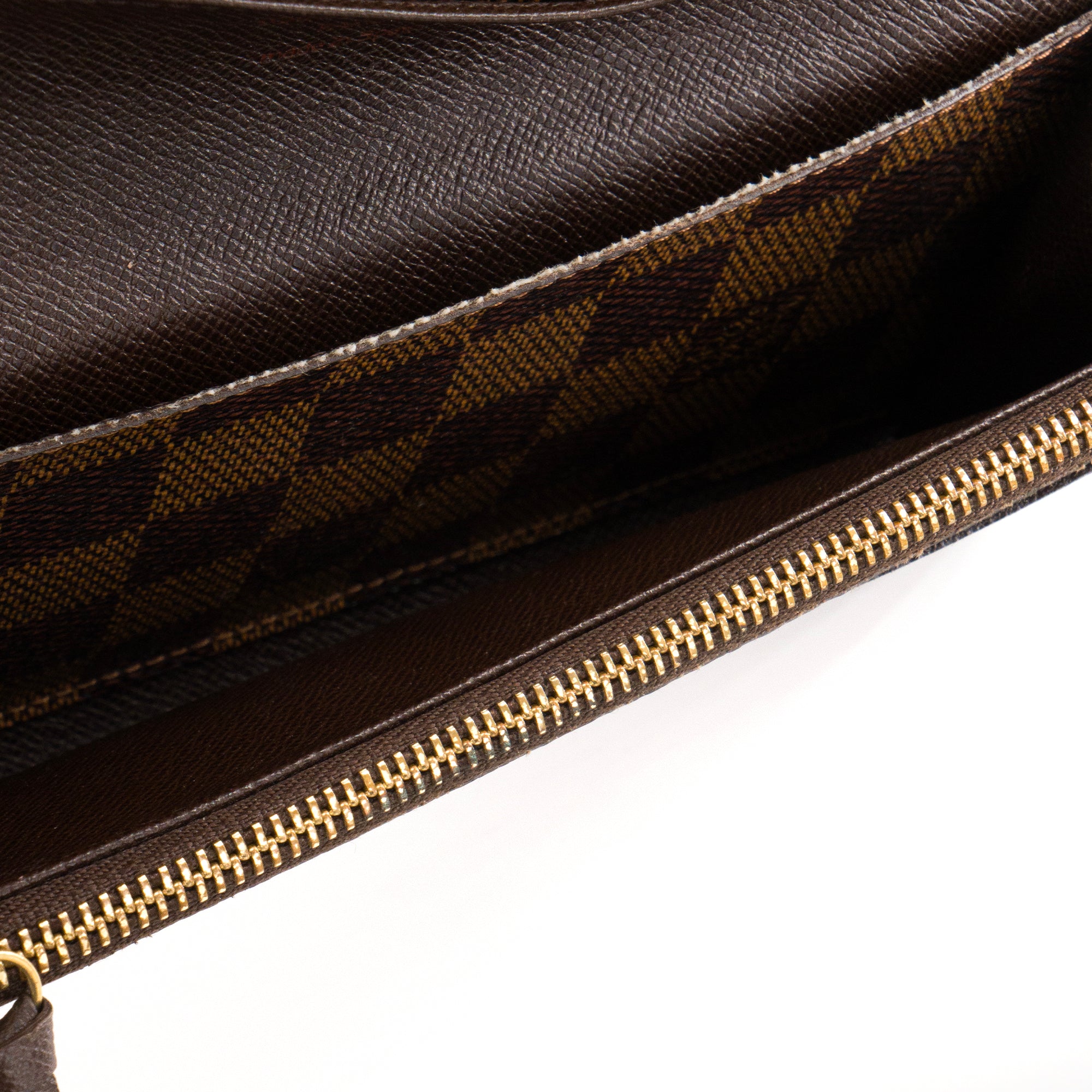 LOUIS VUITTON - Portefeuille Emilie Louis Vuitton en toile enduite damier ébène