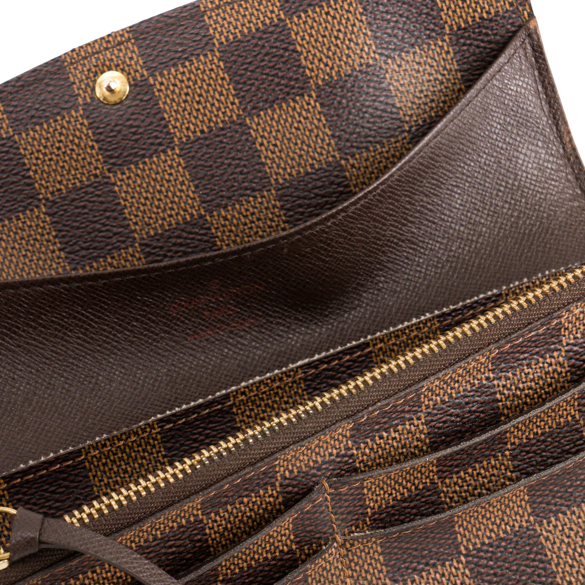 LOUIS VUITTON - Portefeuille Emilie Louis Vuitton en toile enduite damier ébène