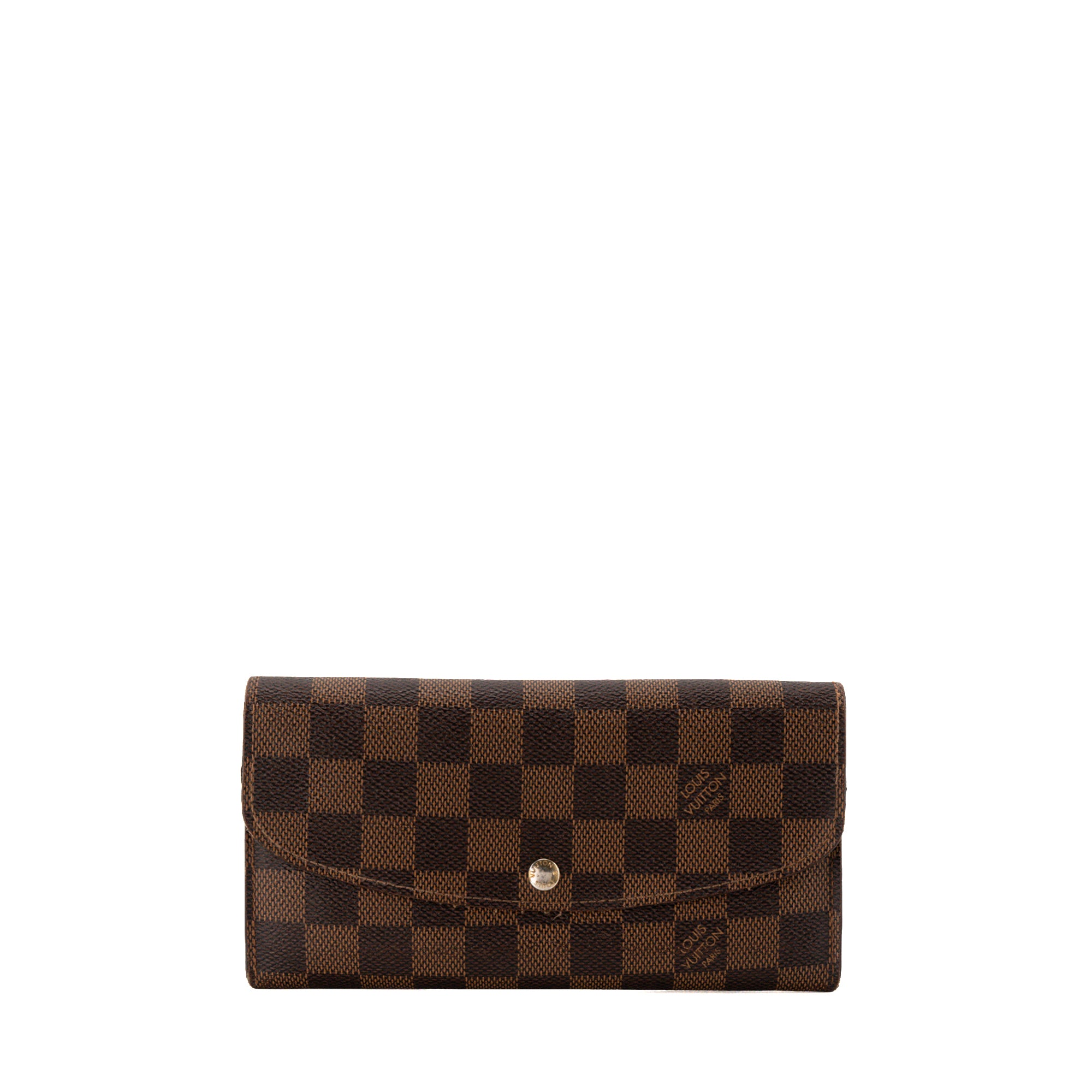LOUIS VUITTON - Portefeuille Sarah Louis Vuitton en toile enduite damier ébène