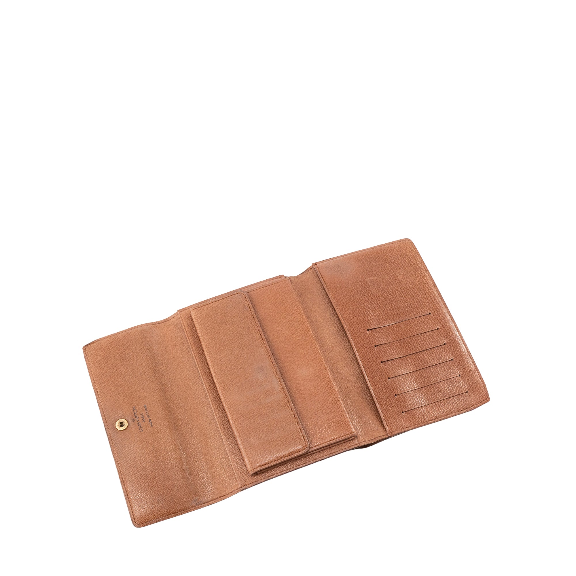 LOUIS VUITTON - Portefeuille Louis Vuitton en toile monogrammée marron vintage