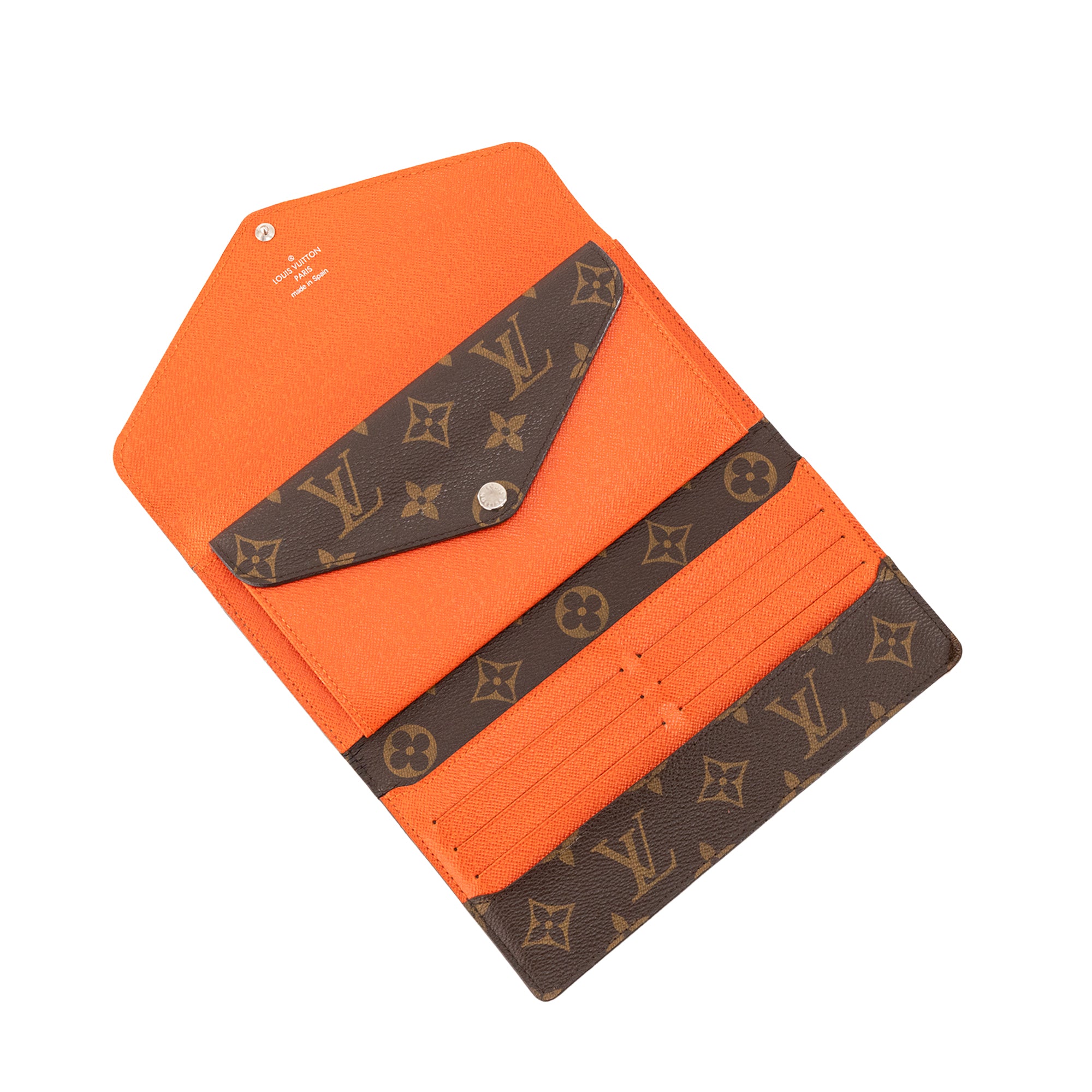 LOUIS VUITTON - Portefeuille Marie Lou Louis Vuitton en toile enduite monogrammée et cuir épi orange
