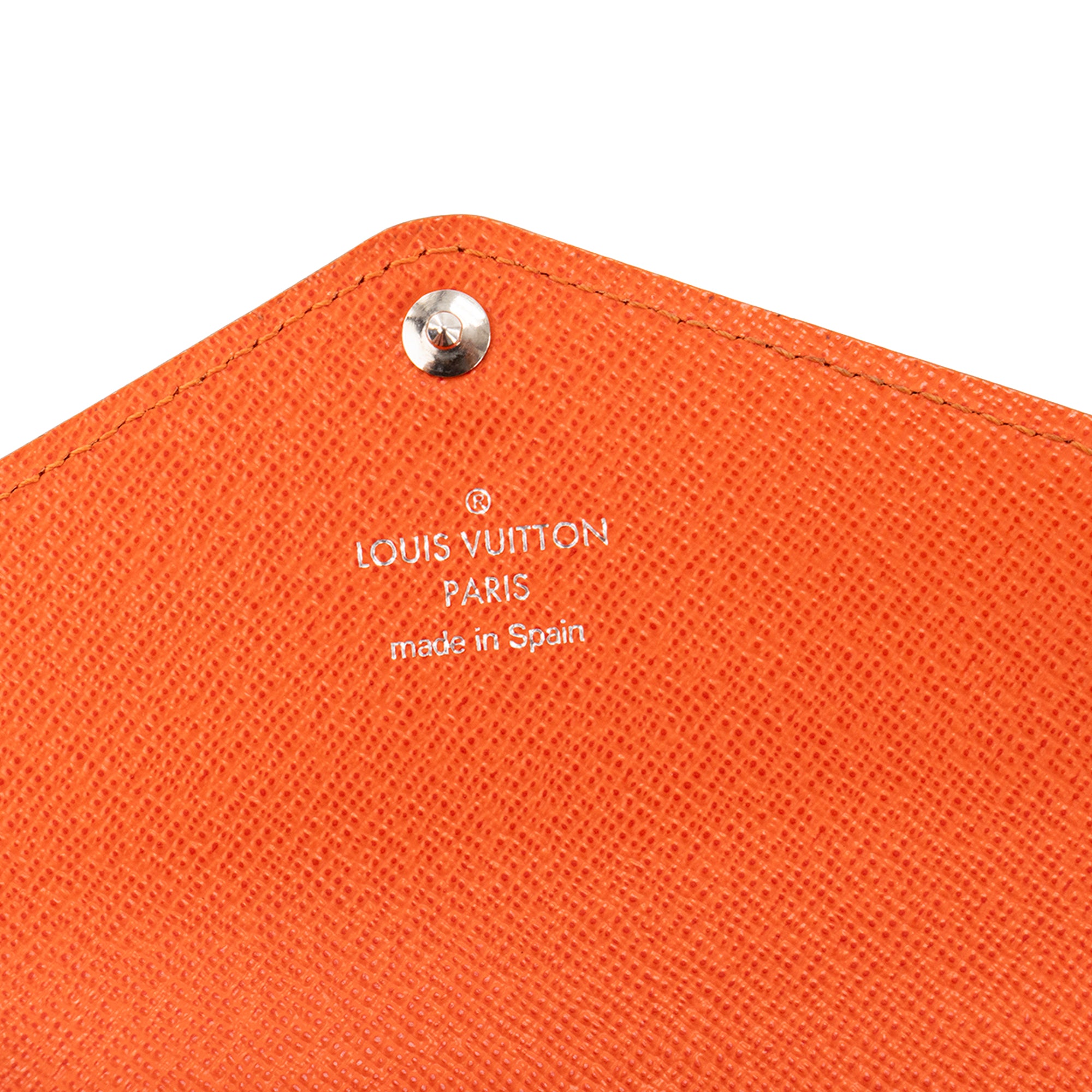LOUIS VUITTON - Portefeuille Marie Lou Louis Vuitton en toile enduite monogrammée et cuir épi orange