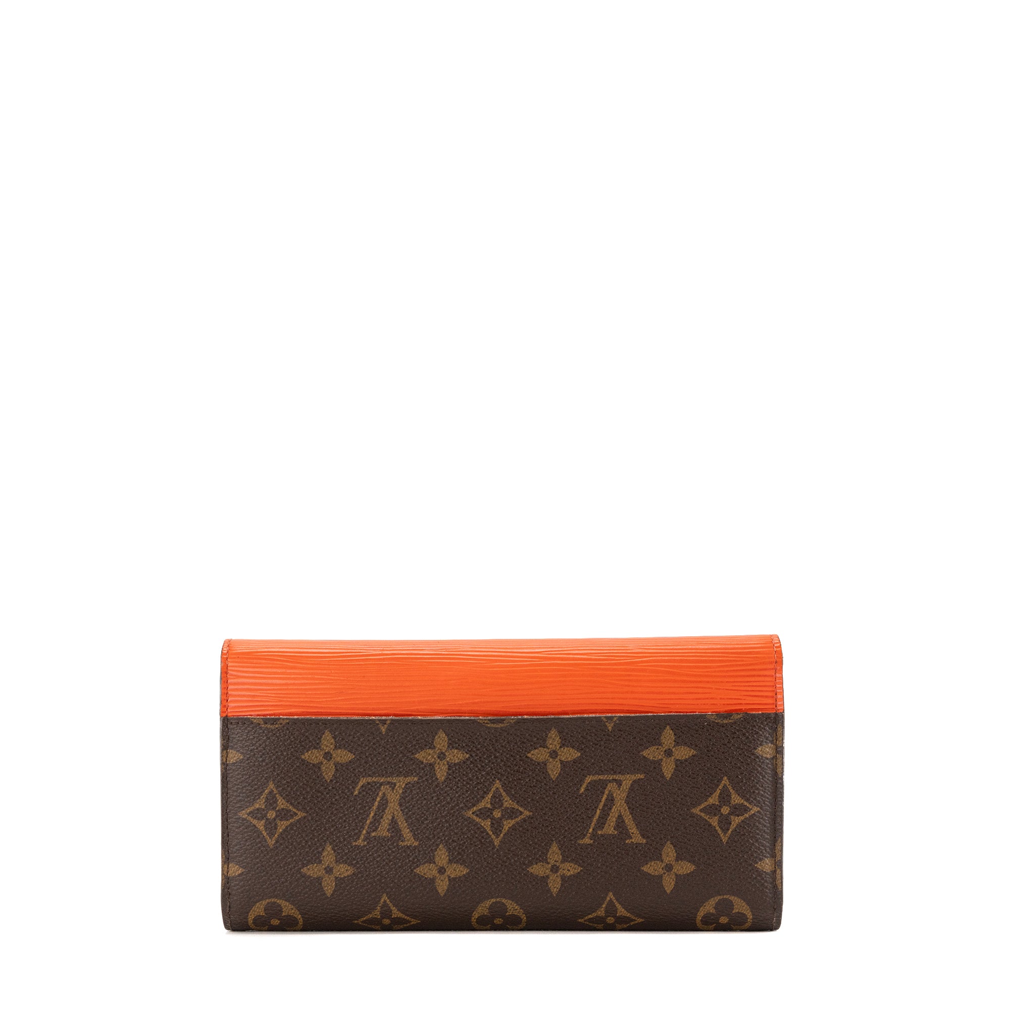 LOUIS VUITTON - Portefeuille Marie Lou Louis Vuitton en toile enduite monogrammée et cuir épi orange